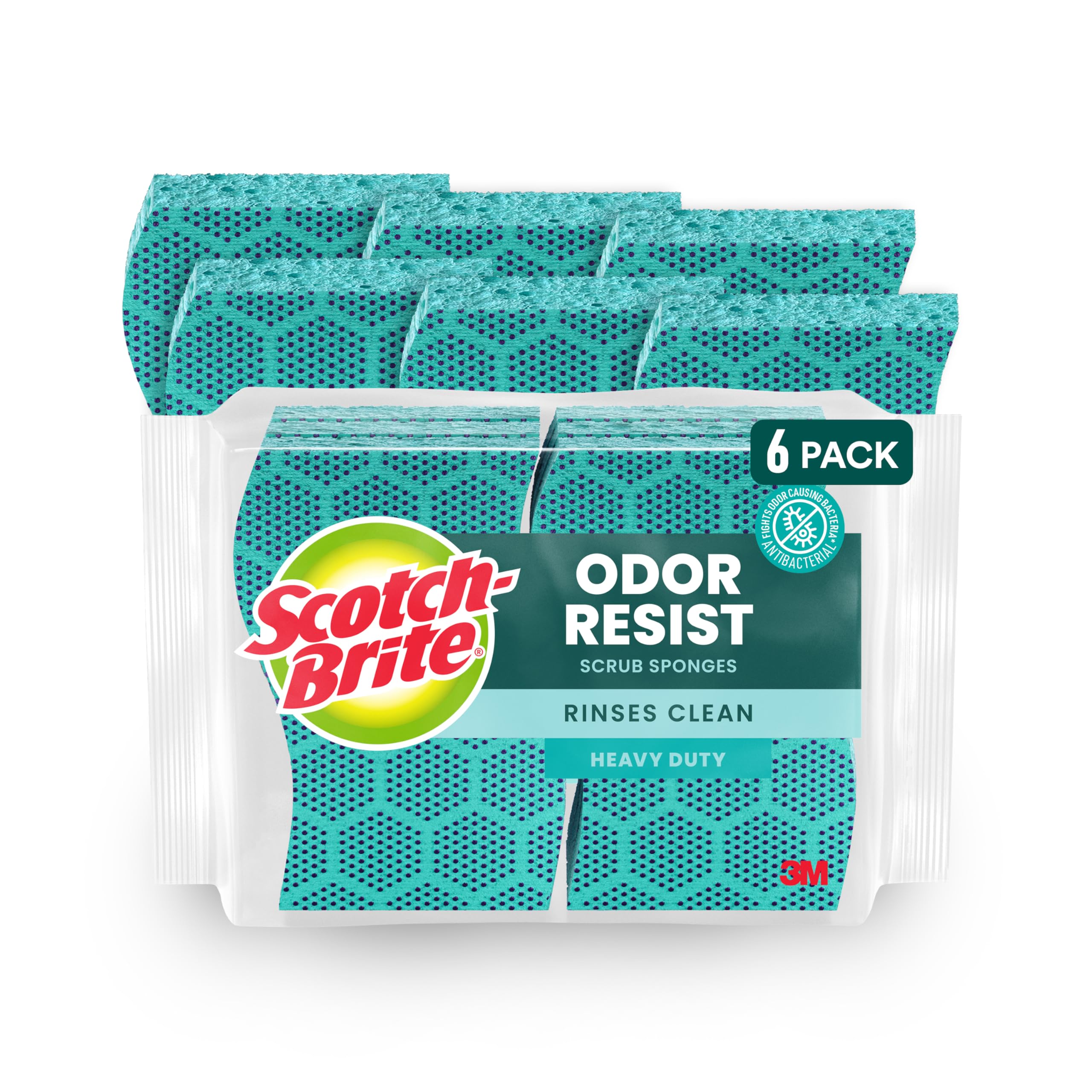 Foto 2 pulgar | Esponja Para Fregar Scotch-brite Odor Resist Heavy Duty, Paquete De 6 - Venta Internacional.