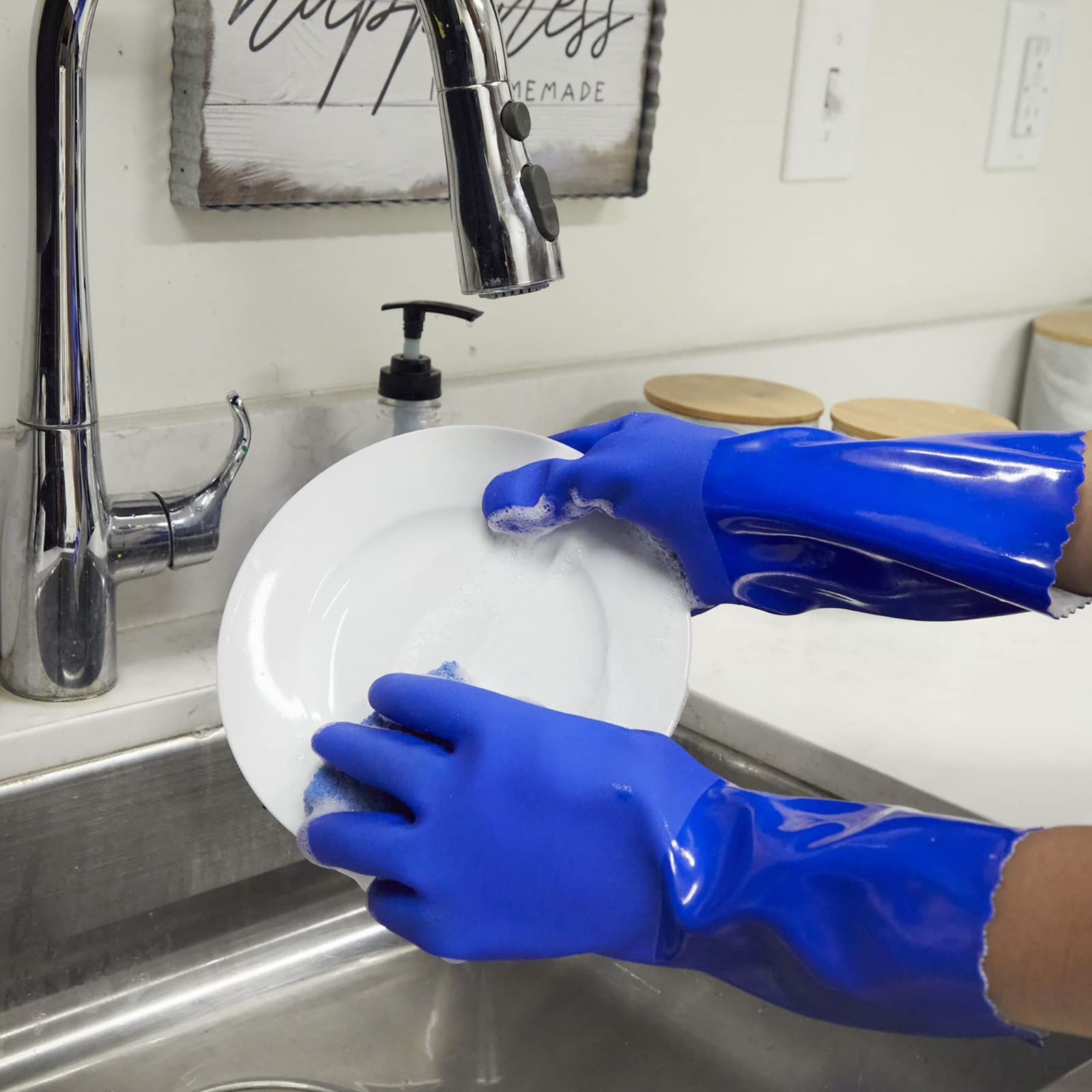 Foto 2 | Guantes De Limpieza De Goma Juvale Heavy Duty Para Cocina, Color Azul - Venta Internacional.