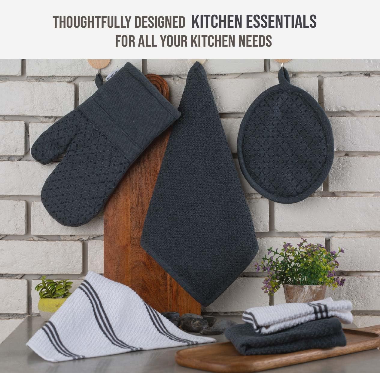 Foto 4 pulgar | Set De Paños De Cocina Y Paños De Cocina Lane Linen  16 Unidades  Color Gris - Venta Internacional.