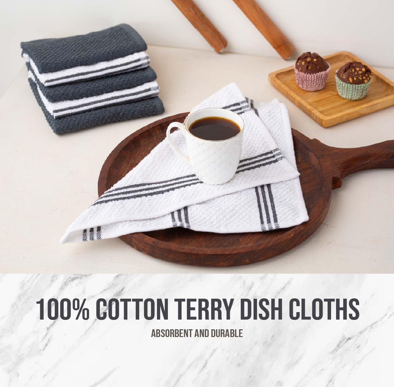 Foto 7 | Set De Paños De Cocina Y Paños De Cocina Lane Linen  16 Unidades  Color Gris - Venta Internacional.