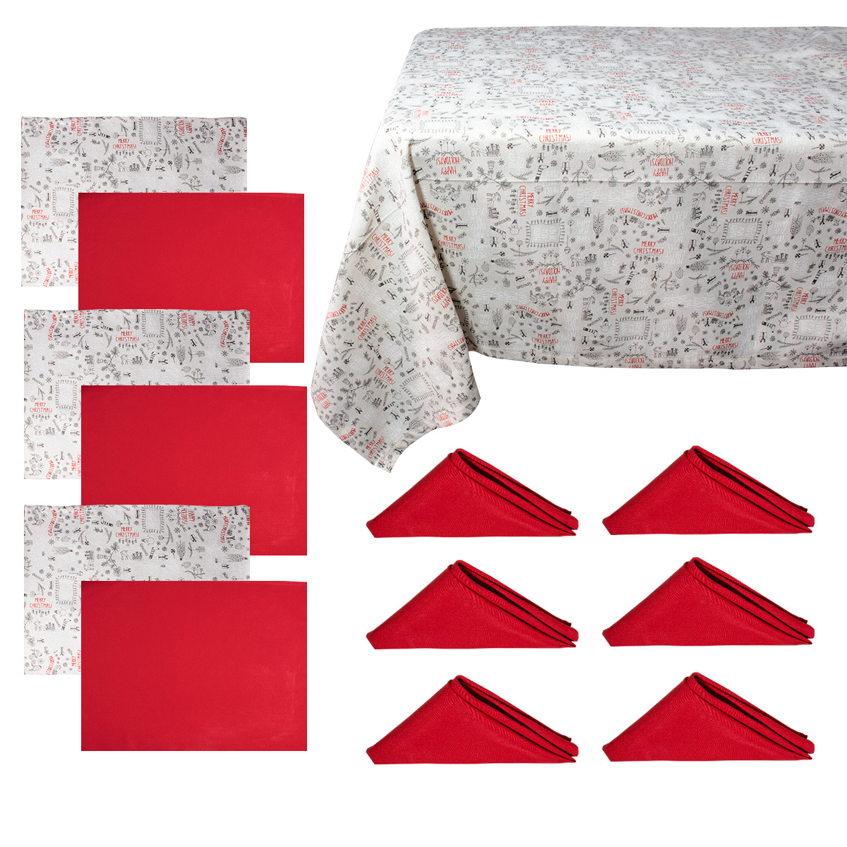 Set Mantel Rectangular 270cm + 6 Individuales Doble Cara + 6 Servilletas Tv Ofertas