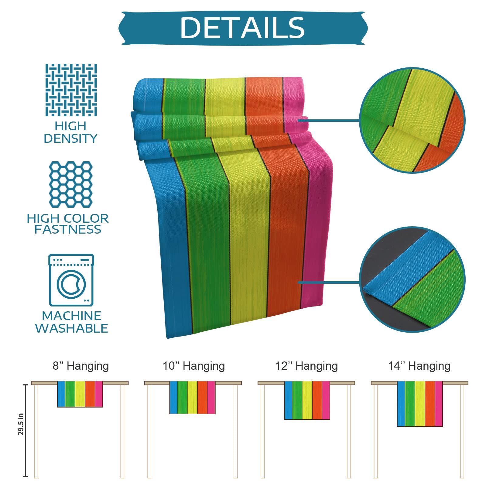 Foto 7 | Tapete De Mesa Vandarllin Rainbow, 33 X 305 Cm, Algodón Y Lino - Venta Internacional.