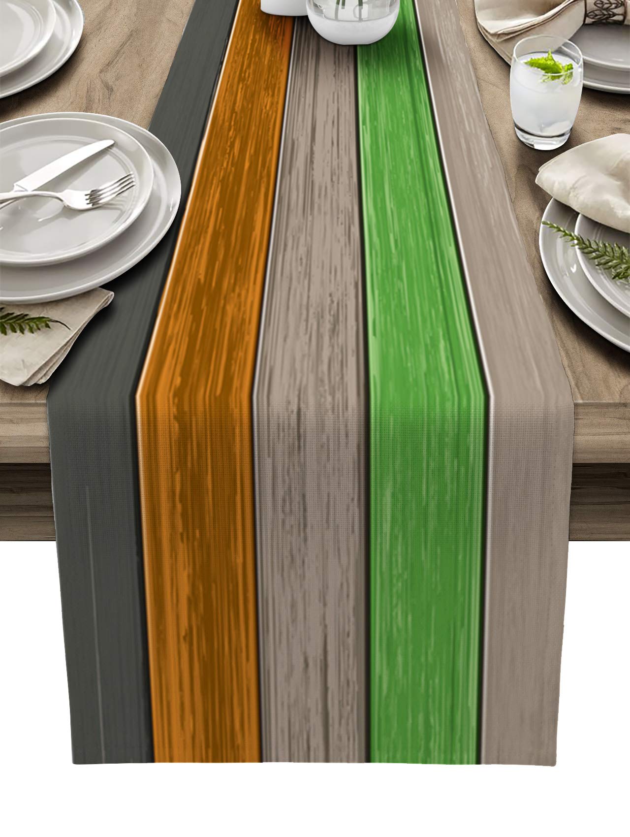 Tapete De Mesa Vandarllin Ombre, Marrón, Naranja Y Verde, 35 X 120 Cm - Venta Internacional. $456