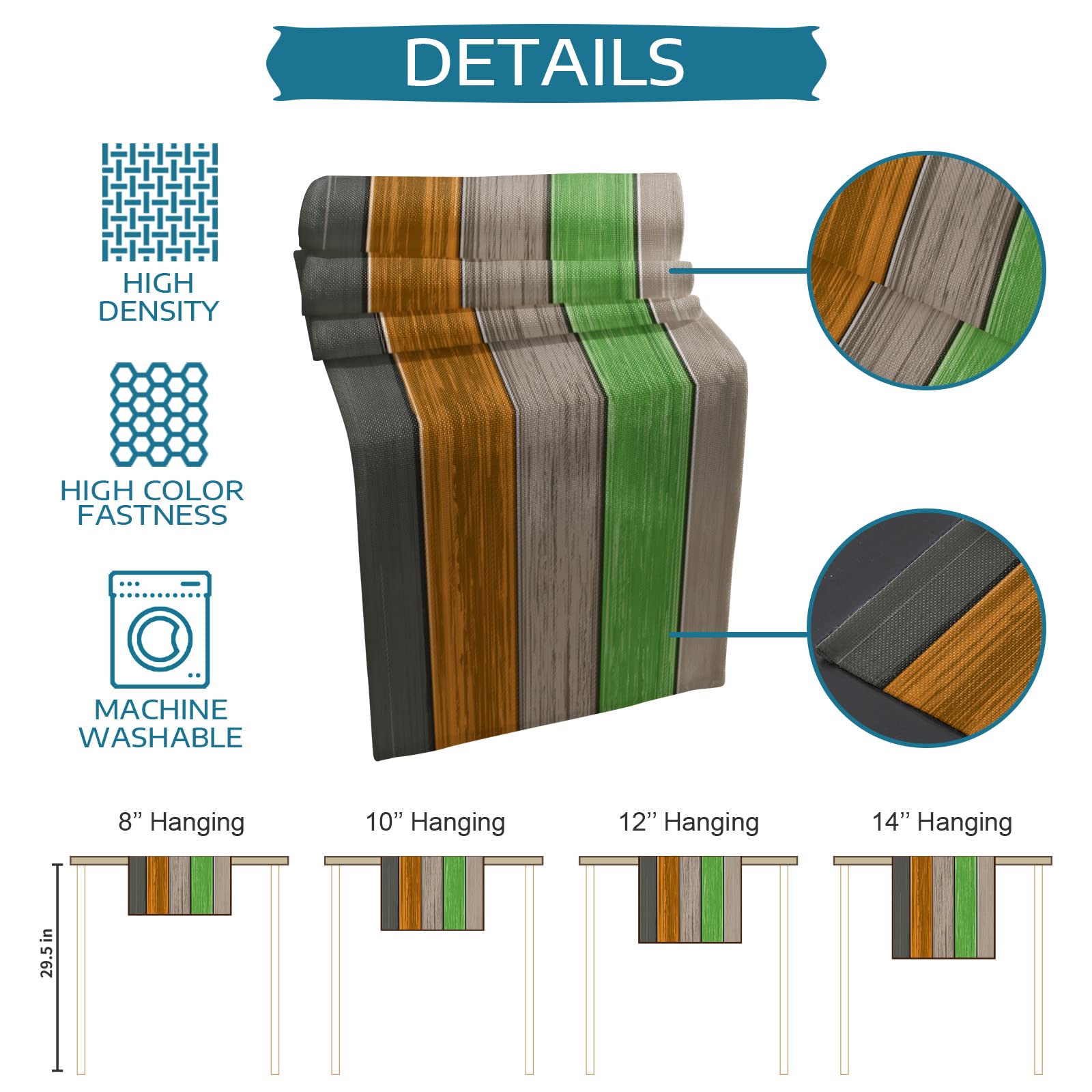 Foto 5 | Tapete De Mesa Vandarllin Ombre, Marrón, Naranja Y Verde, 35 X 120 Cm - Venta Internacional.