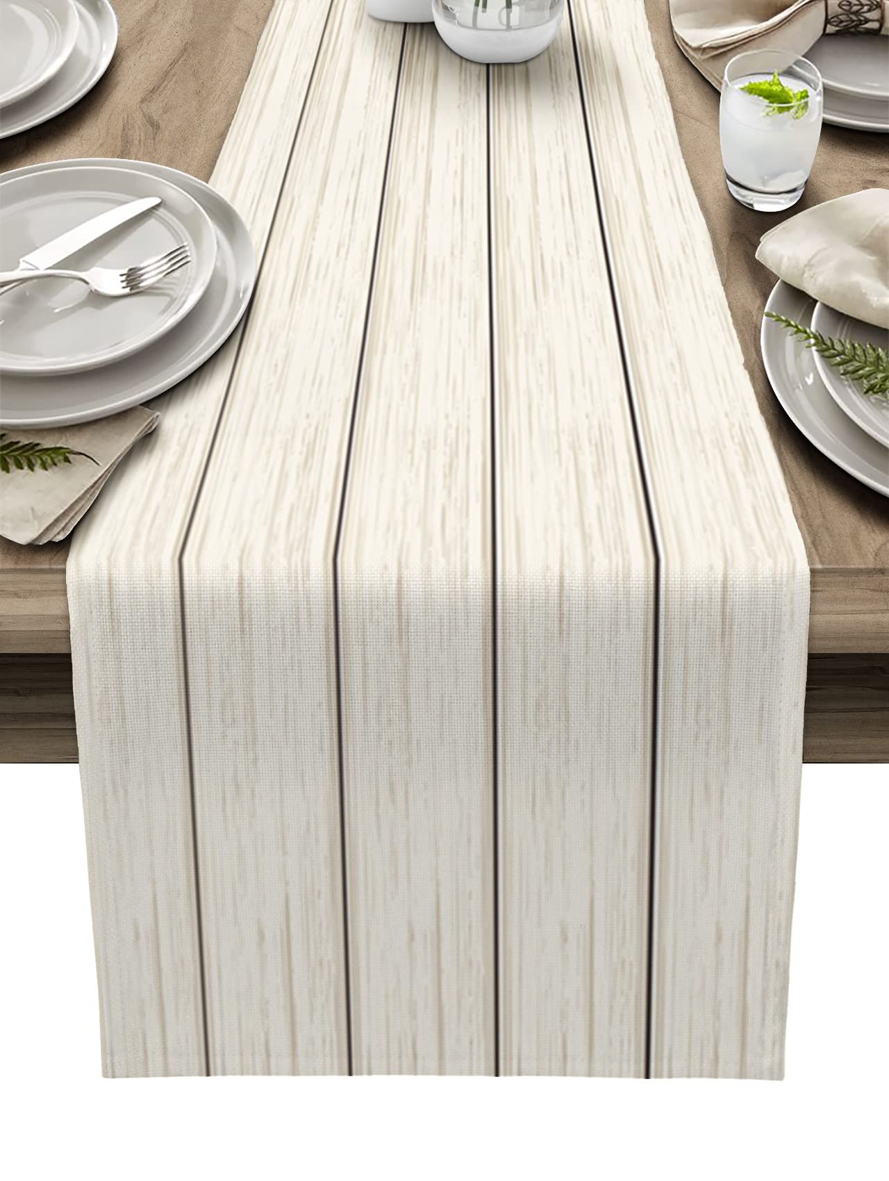 Tapete De Mesa Vandarllin, Algodón Y Lino, Color Blanco Marfil, 33 X 229 Cm - Venta Internacional.