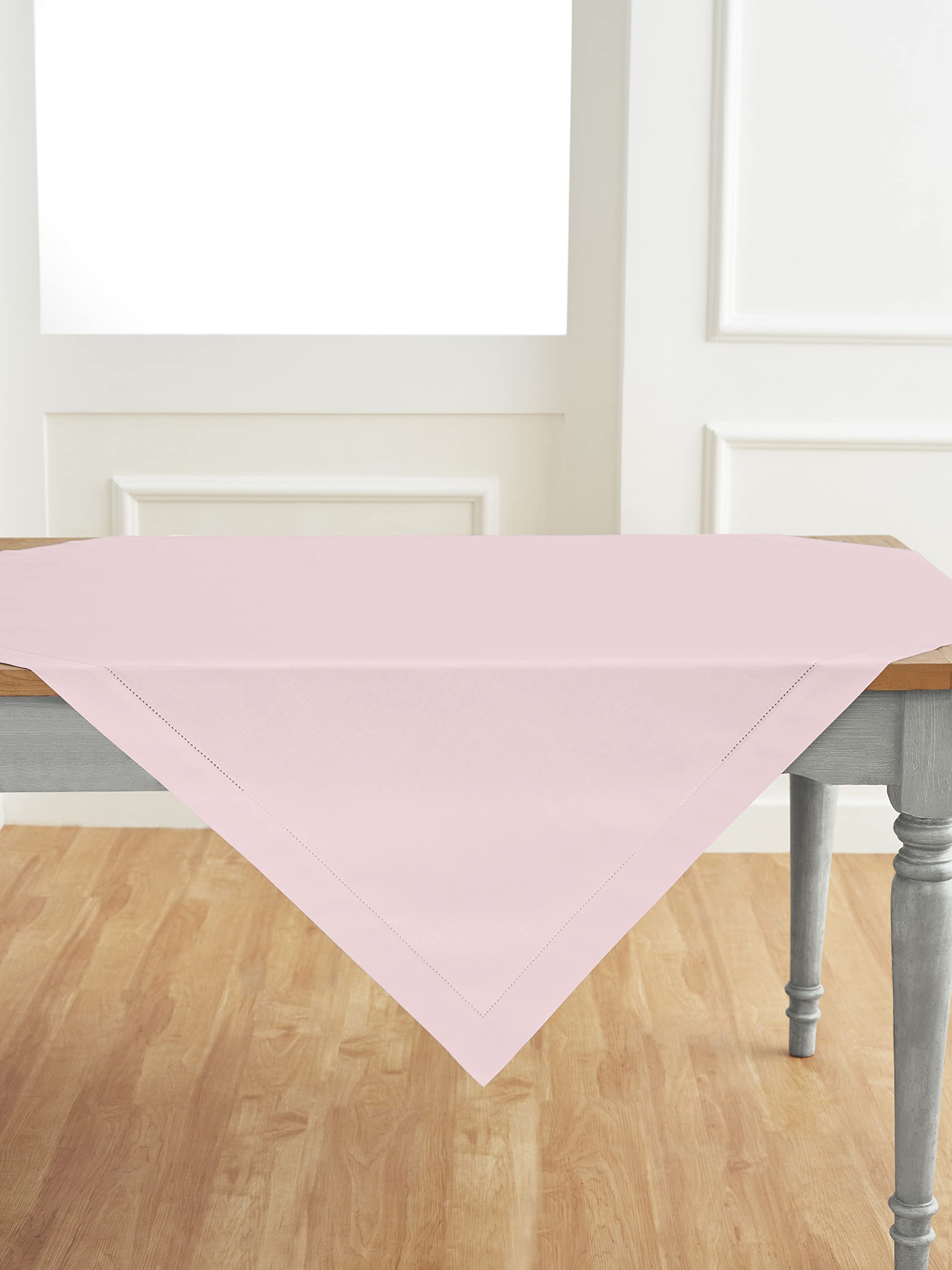 Foto 4 pulgar | Mantel Solino Home Con Dobladillo De Lino Y Algodón Rosa 132 X 132 Cm - Venta Internacional.