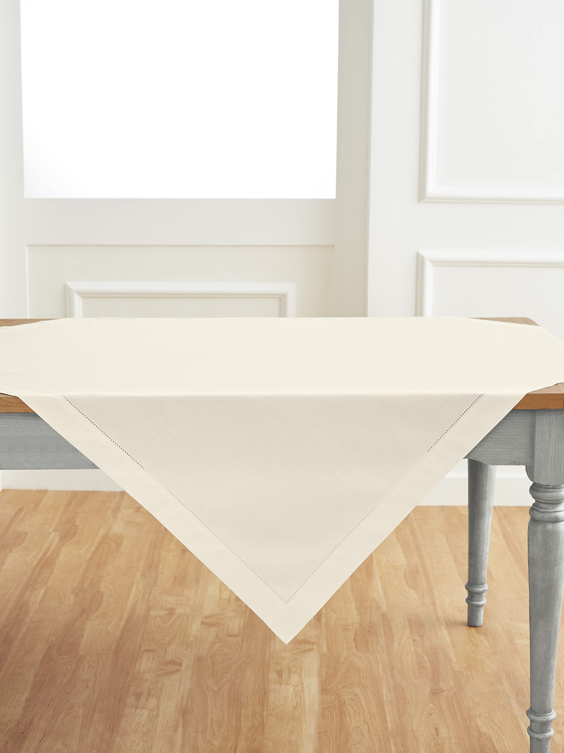 Foto 4 pulgar | Mantel Solino Home Con Dobladillo De Lino Y Algodón, Color Marfil, 132 X 132 Cm - Venta Internacional.