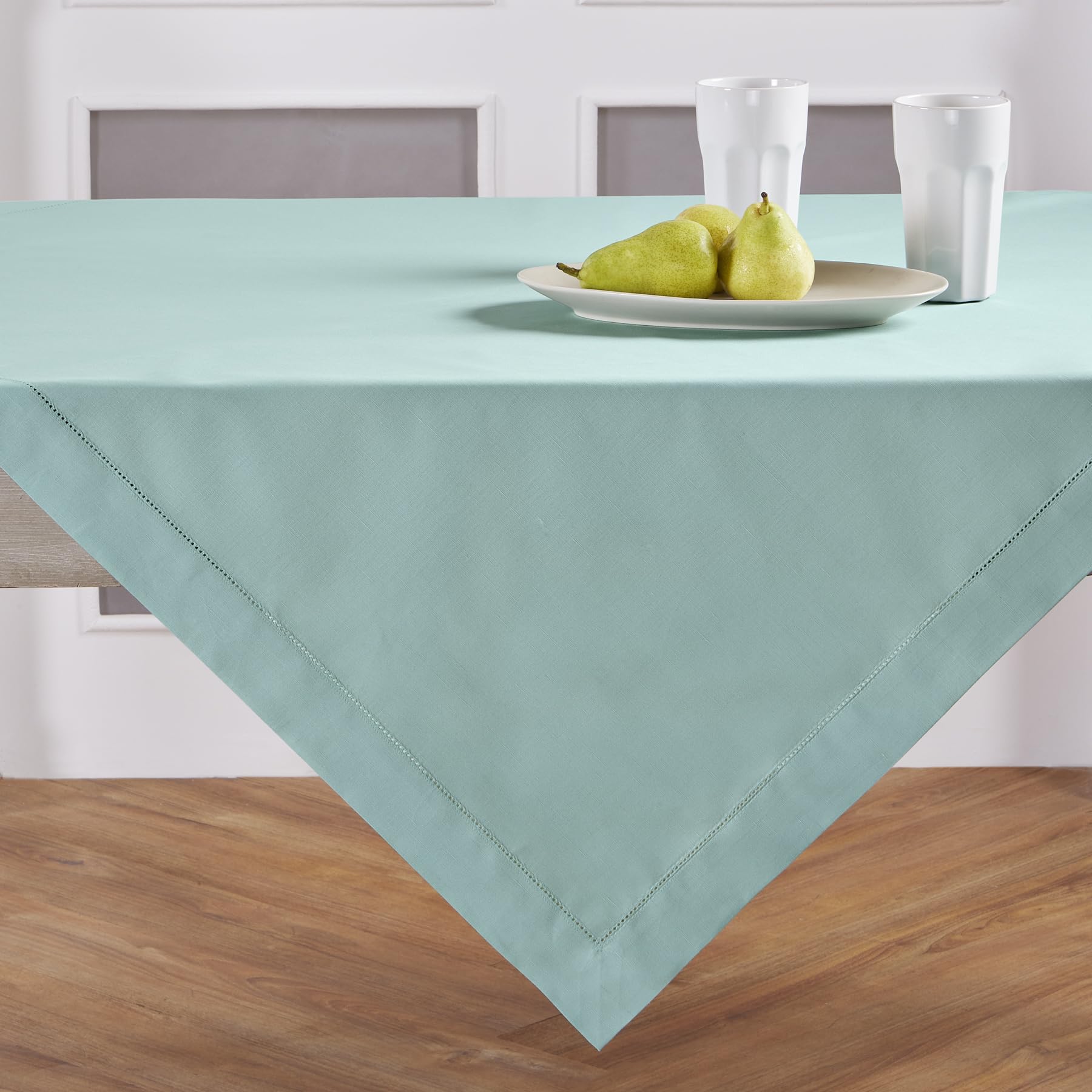 Mantel Solino Home De Lino De Algodón Turquesa Pastel 132x132 - Venta Internacional.