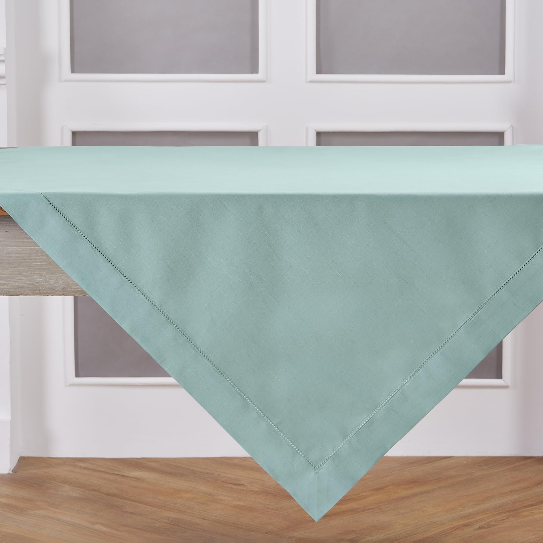 Foto 3 | Mantel Solino Home De Lino De Algodón Turquesa Pastel 132x132 - Venta Internacional.