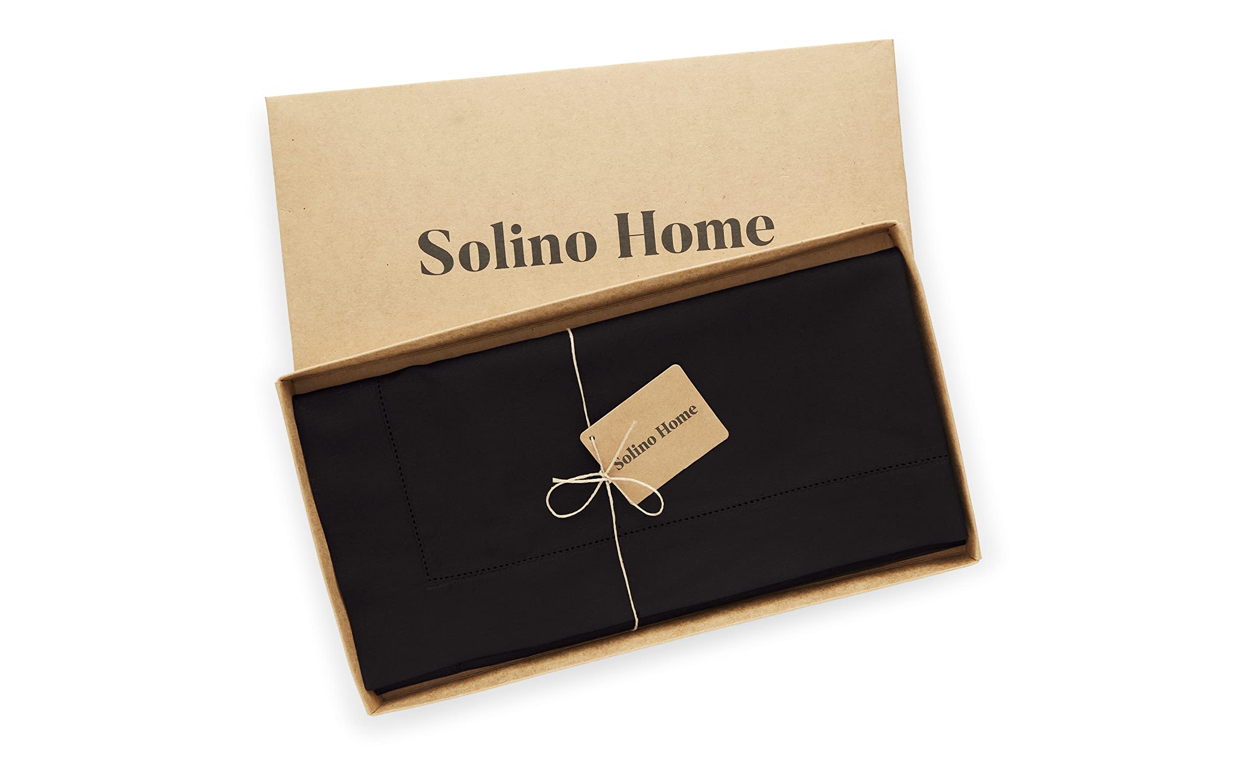 Foto 5 | Mantel Solino Home Con Dobladillo De Lino Y Algodón 132 X 132 Cm, Color Negro - Venta Internacional.