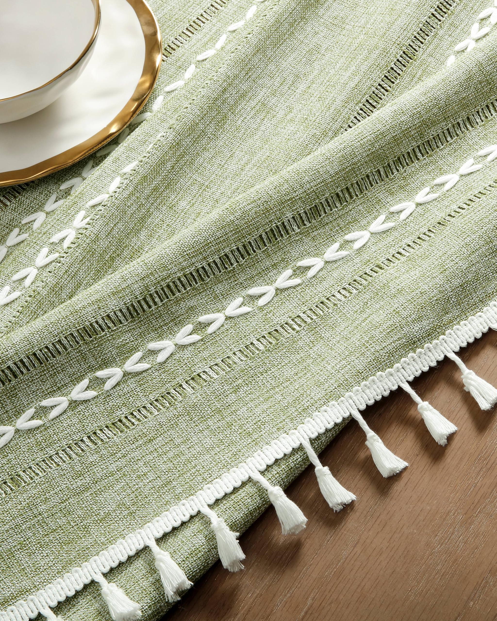 Foto 8 pulgar | Mantel ZeeMart Bordado con Dobladillo a Rayas en Verde Salvia 153 x 153 cm - Venta Internacional