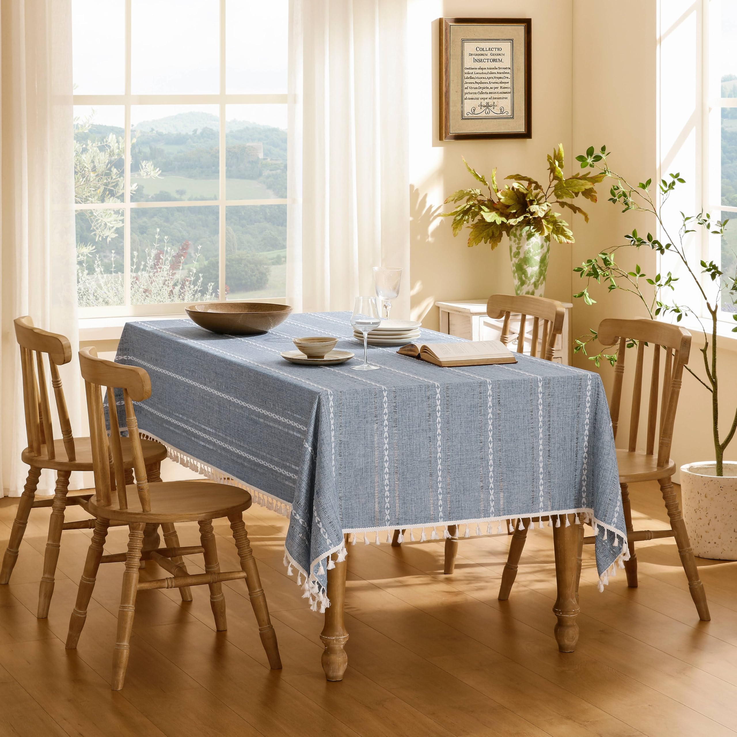 Foto 3 pulgar | Mantel ZeeMart Bordado con Dobladillo a Rayas Azul Bohemio 153 x 305 cm - Venta Internacional