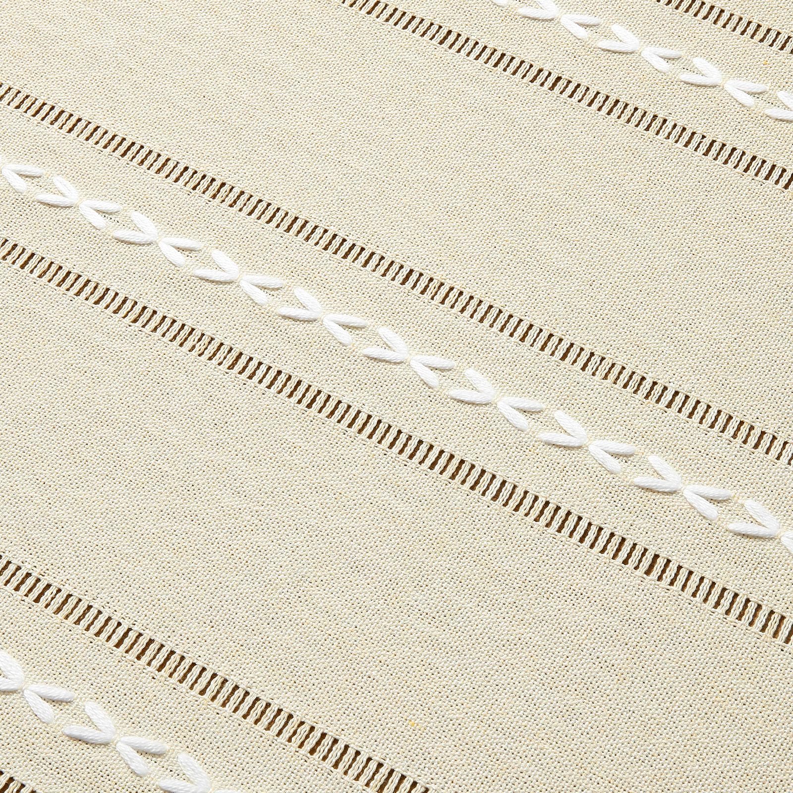 Foto 6 pulgar | Mantel ZeeMart Bordado con Dobladillo a Rayas Beige 153 x 265 cm - Venta Internacional