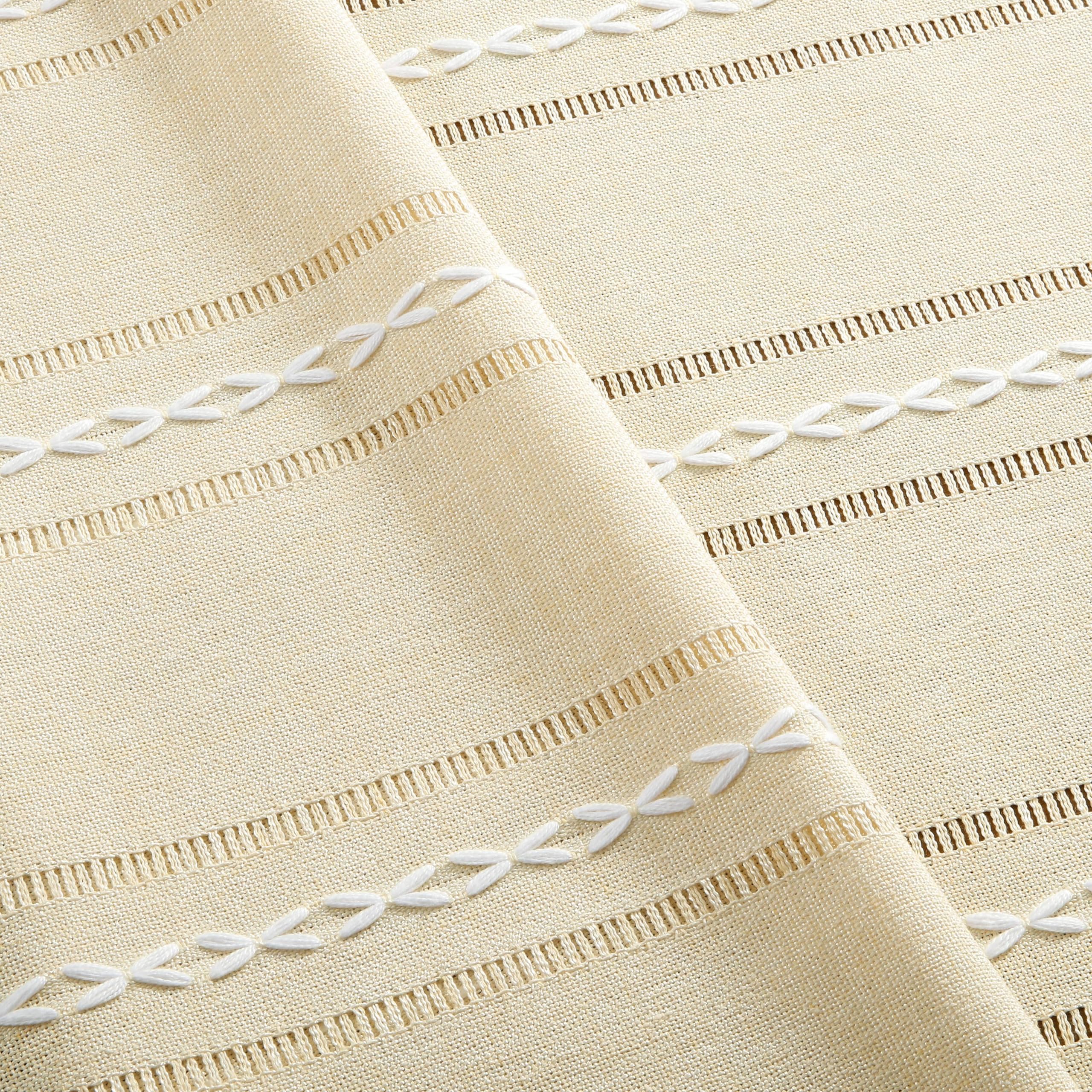 Foto 7 pulgar | Mantel ZeeMart Bordado con Dobladillo a Rayas Beige 153 x 265 cm - Venta Internacional