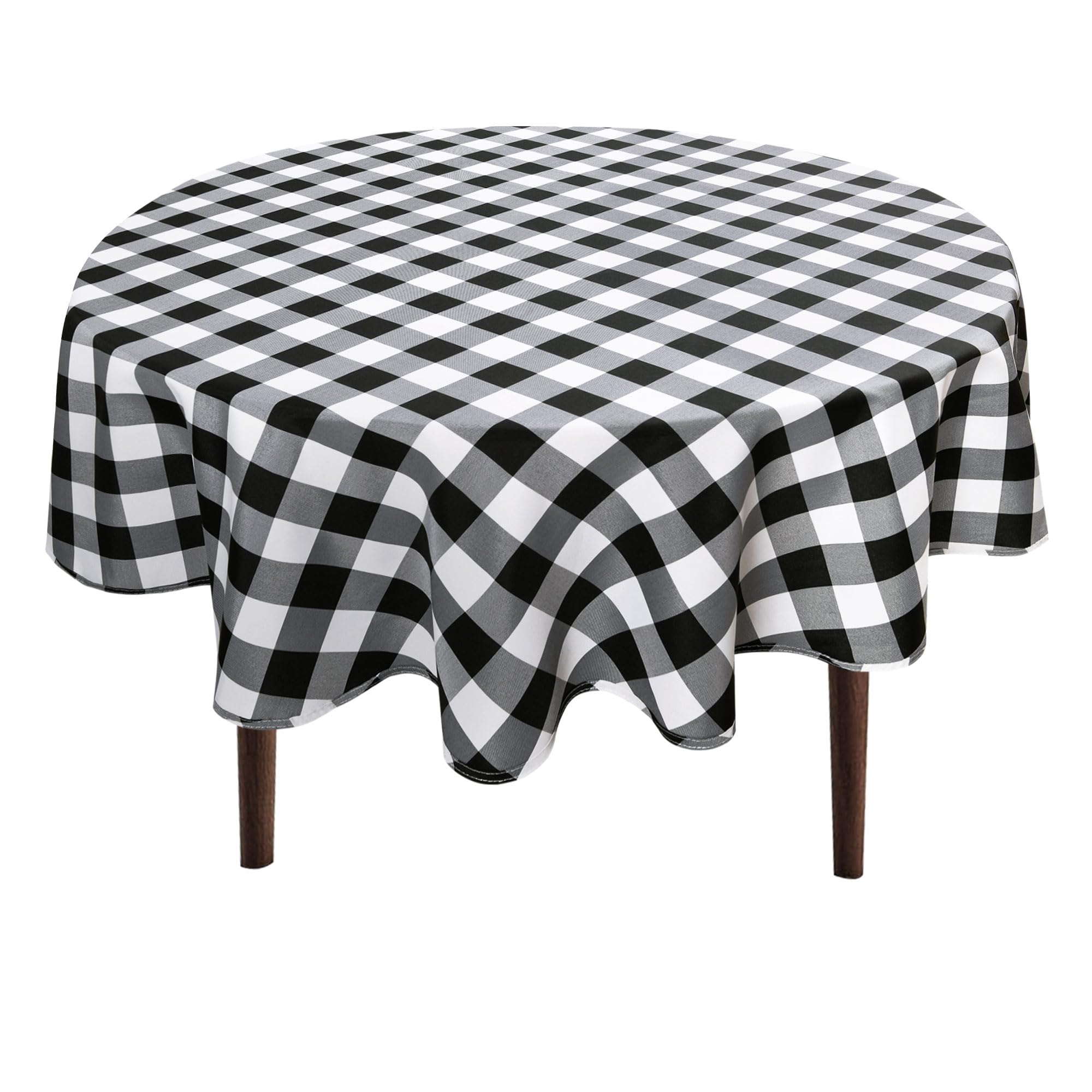 Foto 1 | Mantel Hiasan Redondo A Cuadros, 274 Cm, Impermeable, Negro Y Blanco - Venta Internacional.