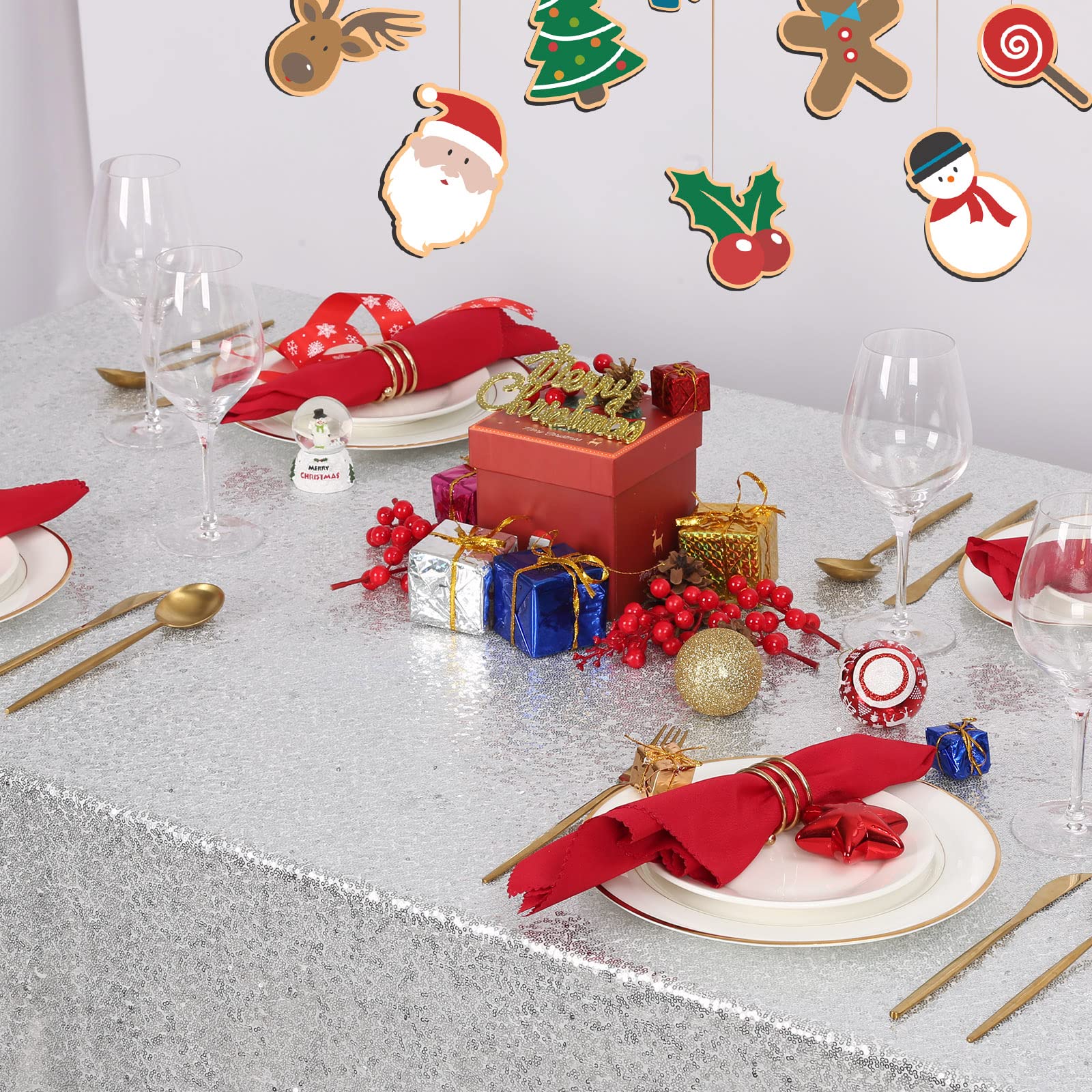 Foto 8 pulgar | Mantel B-Cool con Lentejuelas Plateadas 152 X 259 cm - Venta Internacional