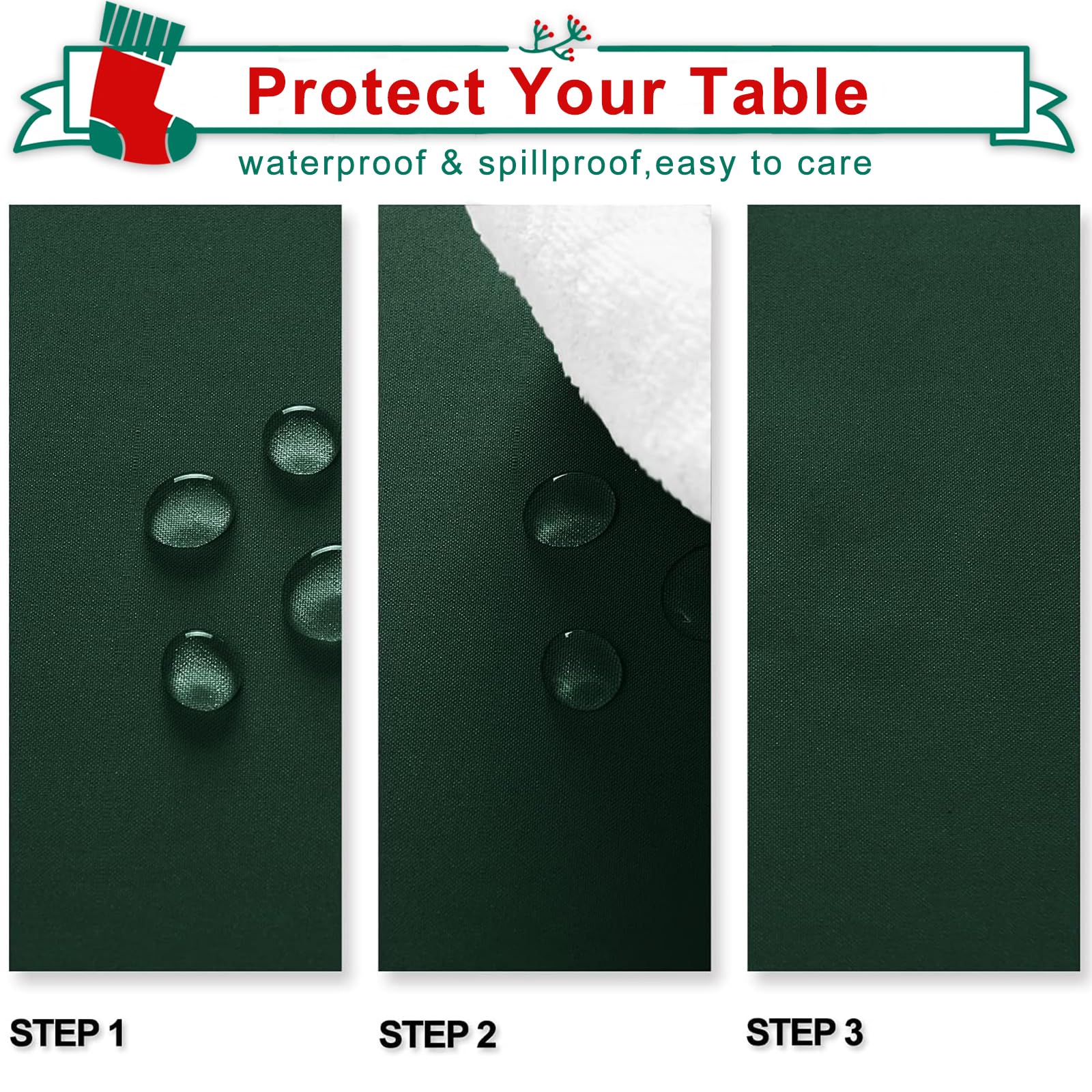 Foto 3 | Mantel Hiasan Impermeable Y A Prueba De Derrames Para Mesa Cuadrada - Venta Internacional.