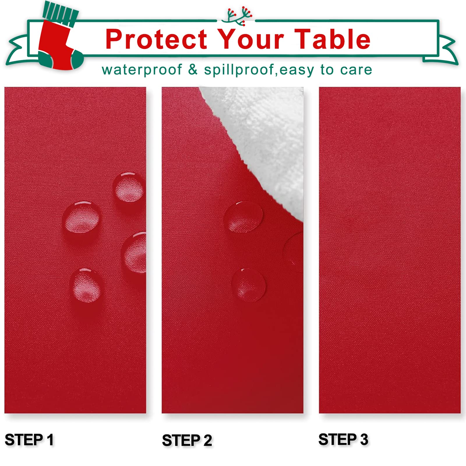 Foto 4 pulgar | Mantel Hiasan Rojo, Impermeable Y A Prueba De Derrames, De Poliéster, 132 X 178 Cm - Venta Internacional.