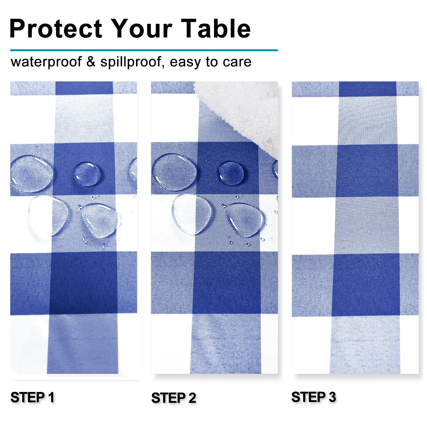 Foto 5 pulgar | Mantel Hiasan A Cuadros Impermeable 137 X 274 Cm Azul Real - Venta Internacional