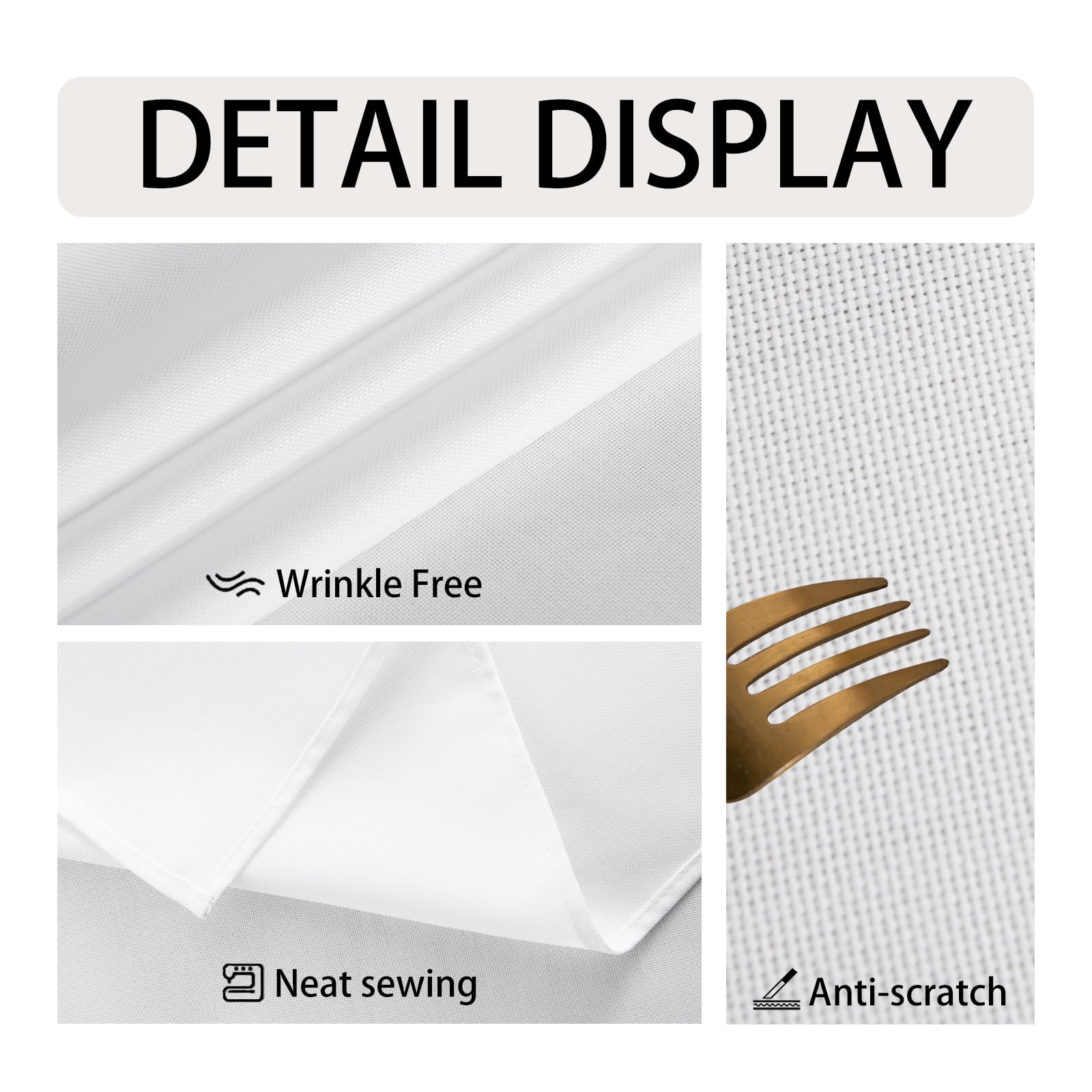 Foto 4 | Mantel Jiuzhen De Lino Sintético Blanco, 200 Cm, Redondo, Para Comedor - Venta Internacional.