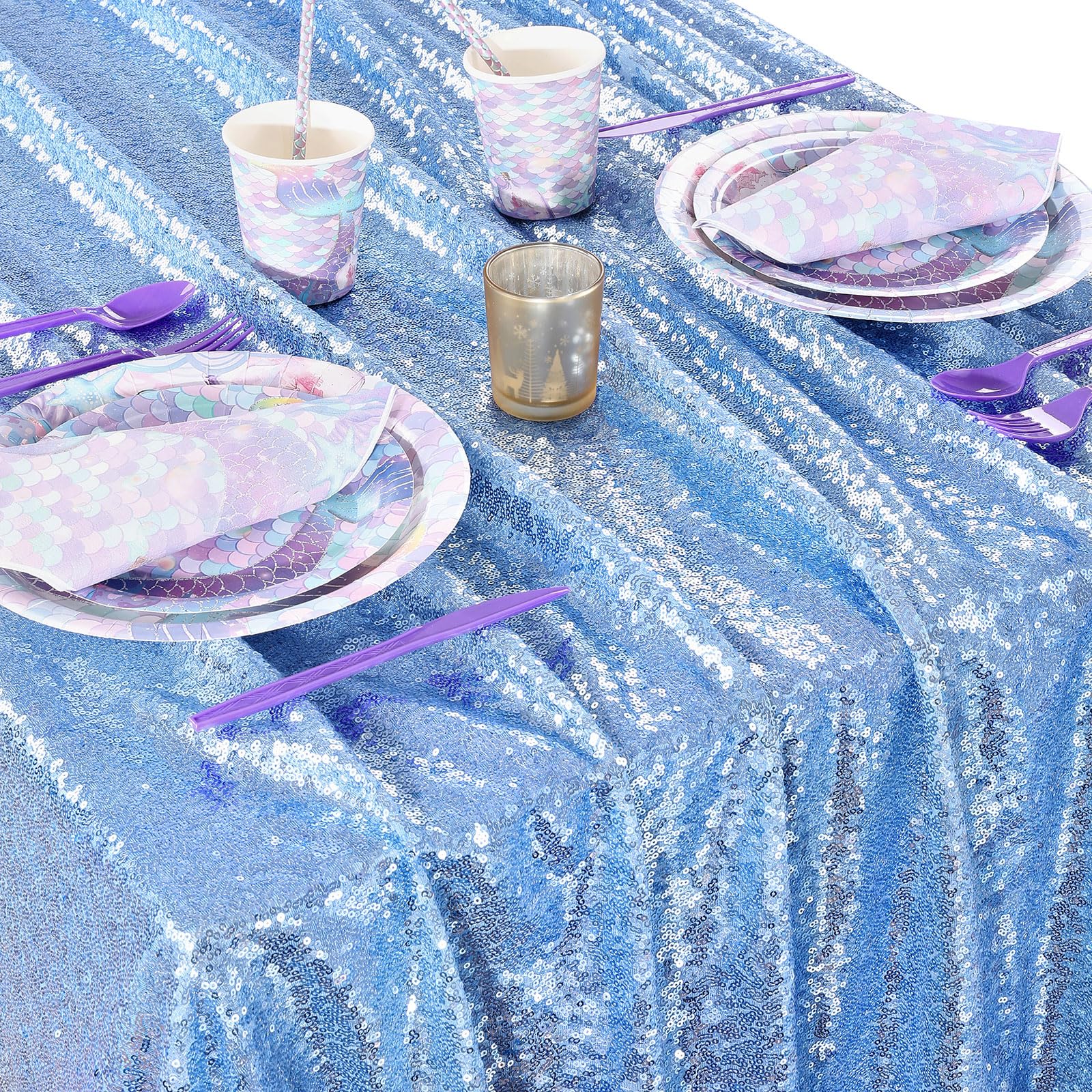 Foto 3 pulgar | Mantel Queen Dream Shimmer Mermaid, Color Azul Bebé, 90 X 90 Cm - Venta Internacional.