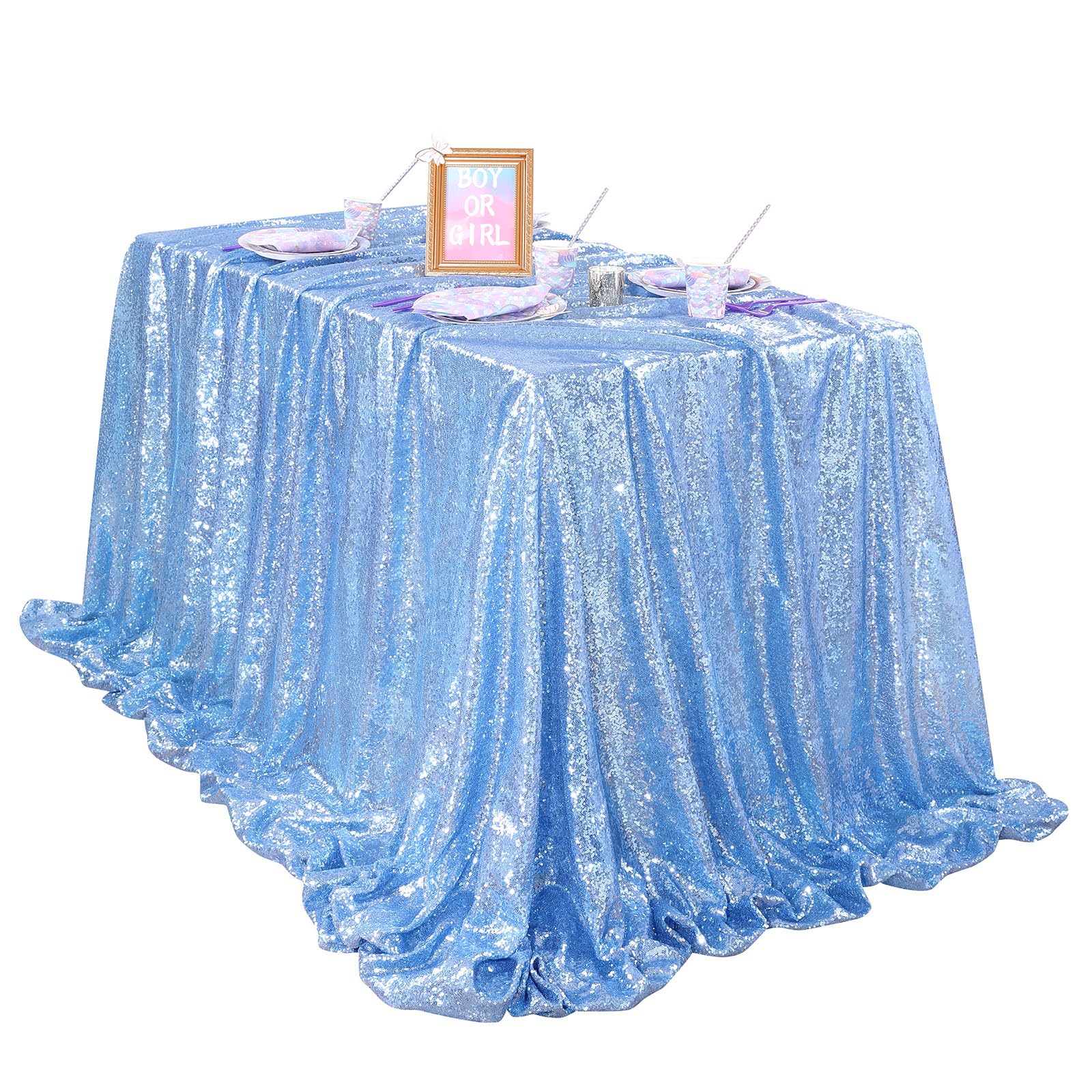 Foto 5 pulgar | Mantel Queen Dream Shimmer Mermaid, Color Azul Bebé, 90 X 90 Cm - Venta Internacional.
