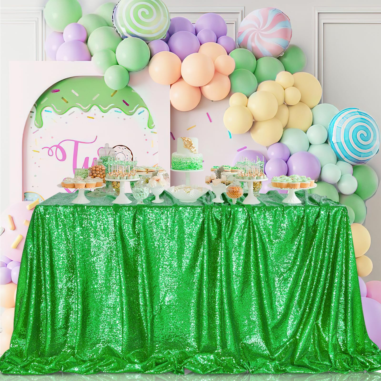 Foto 2 pulgar | Mantel Queen Dream Con Lentejuelas, Color Verde, 229 X 229 Cm, Para Fiesta De Navidad - Venta Internacional.