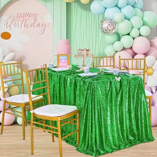 Foto 2 | Mantel Queen Dream Con Lentejuelas, Color Verde, 229 X 229 Cm, Para Fiesta De Navidad - Venta Internacional.