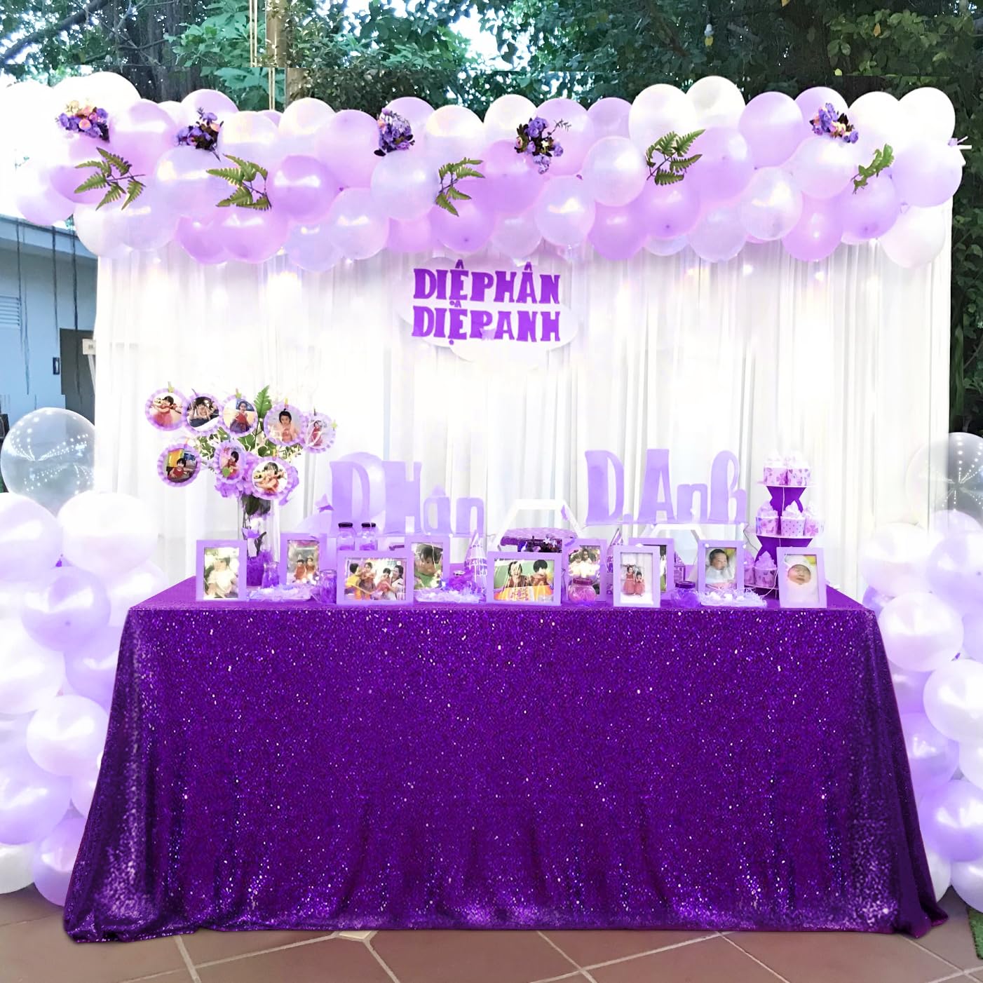 Foto 5 pulgar | Mantel Queen Dream Con Lentejuelas, 228 X 228 Cm, Color Morado - Venta Internacional.