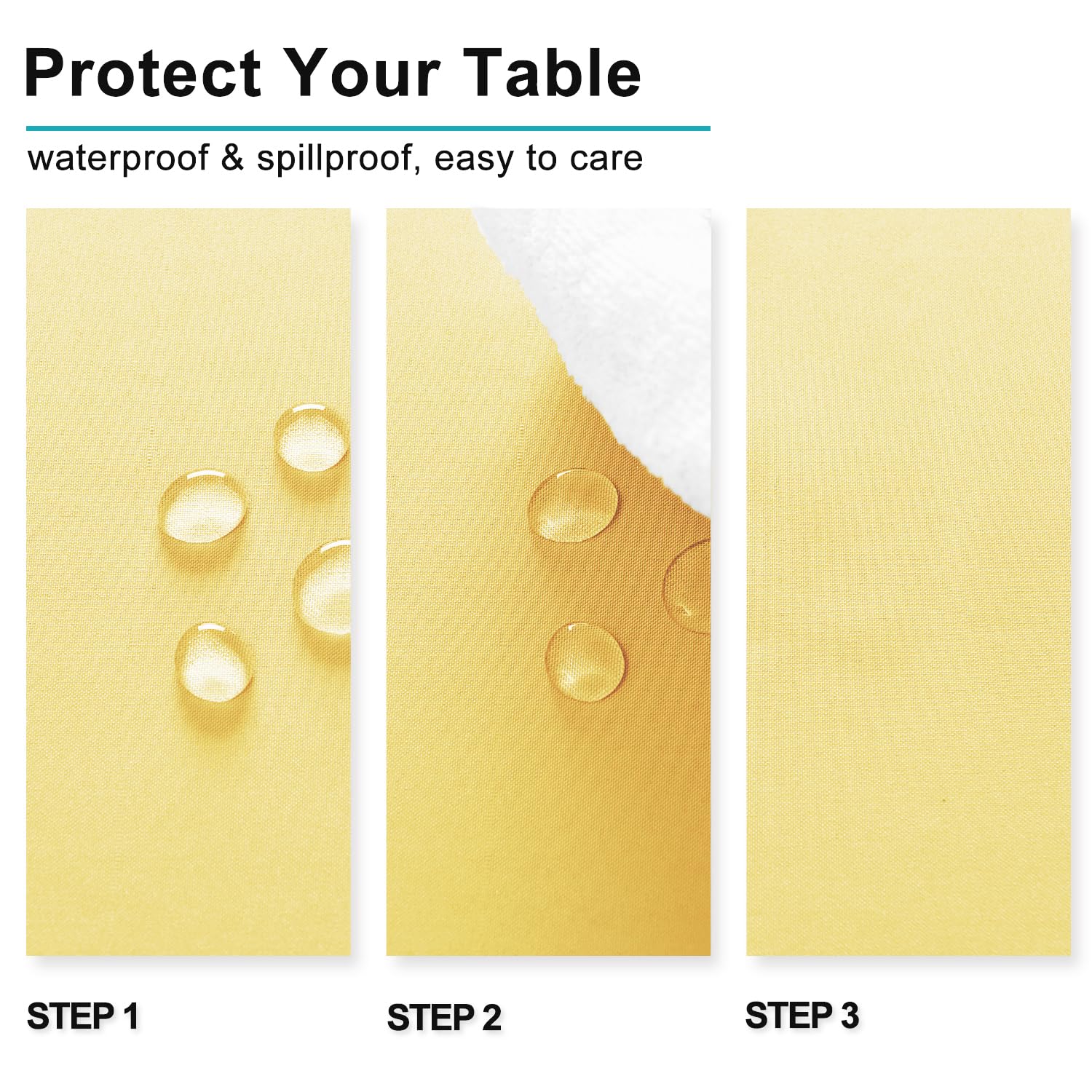 Foto 3 | Mantel Hiasan, Impermeable, Rectangular, 70 X 120 Cm, Color Amarillo Claro - Venta Internacional.