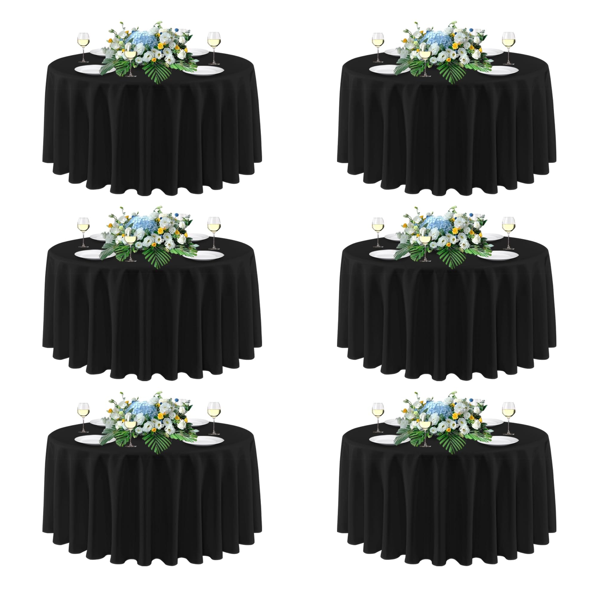 Mantel Redondo Sancua De Poliéster Negro De 120 Cm (paquete De 6) - Venta Internacional.
