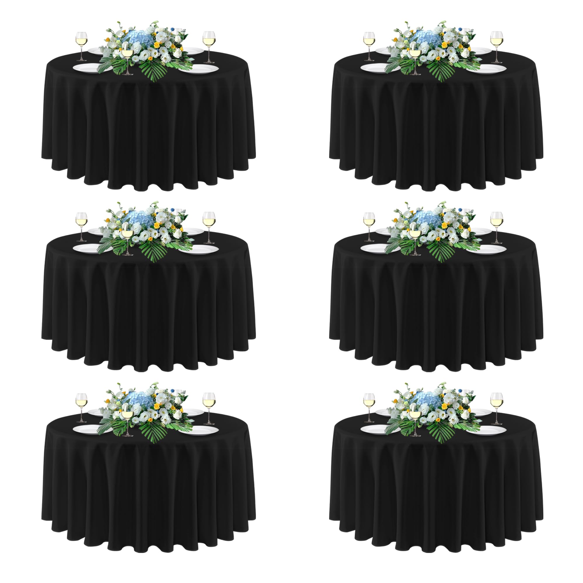 Foto 2 pulgar | Mantel Redondo Sancua De Poliéster Negro De 120 Cm (paquete De 6) - Venta Internacional.