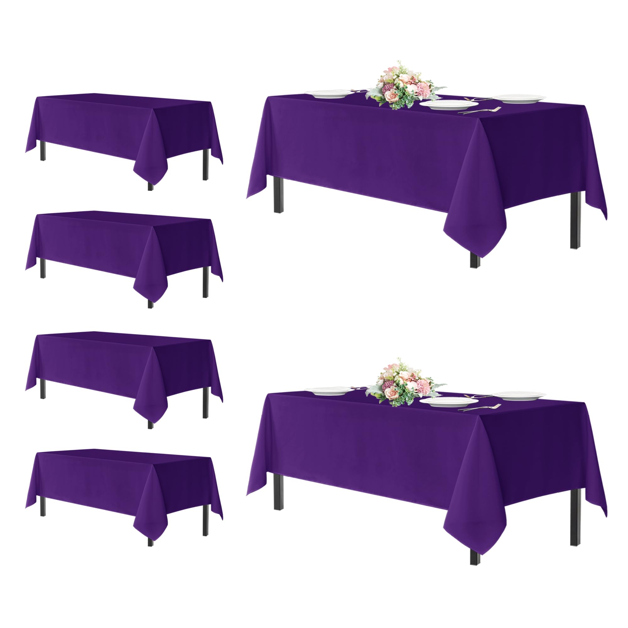 Mantel Rectangular Sancua Para Mesas De 6 Pies, Paquete De 6, Color Morado - Venta Internacional.
