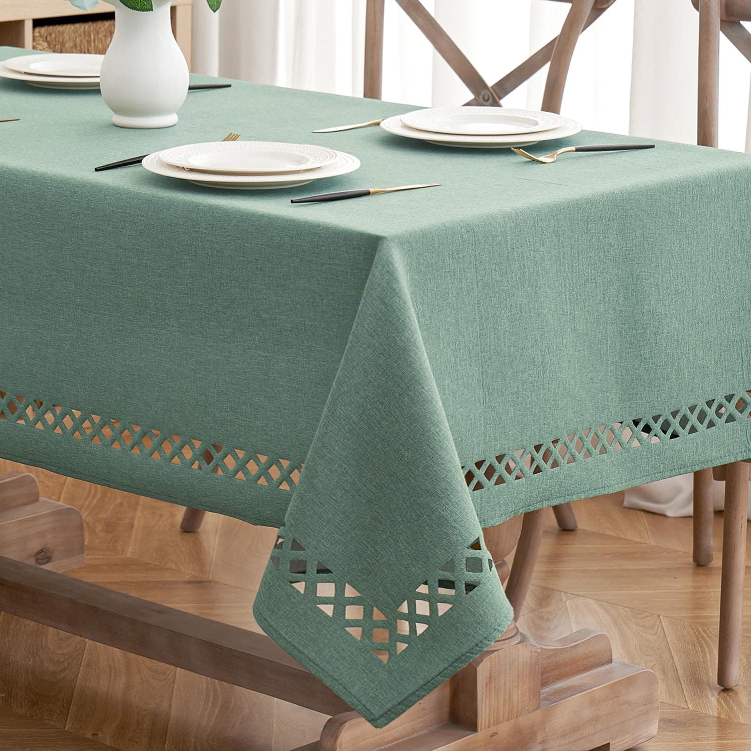 Mantel Miulee De Lino De Poliéster Verde Menta 132 X 178 Cm - Venta Internacional.