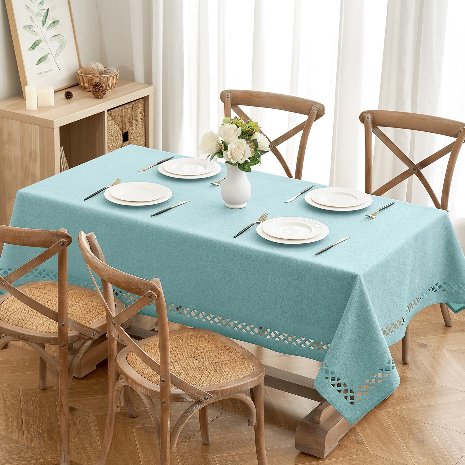 Foto 2 | Mantel Miulee De Lino De Poliéster Azul Aguamarina 132 X 178 Cm - Venta Internacional.