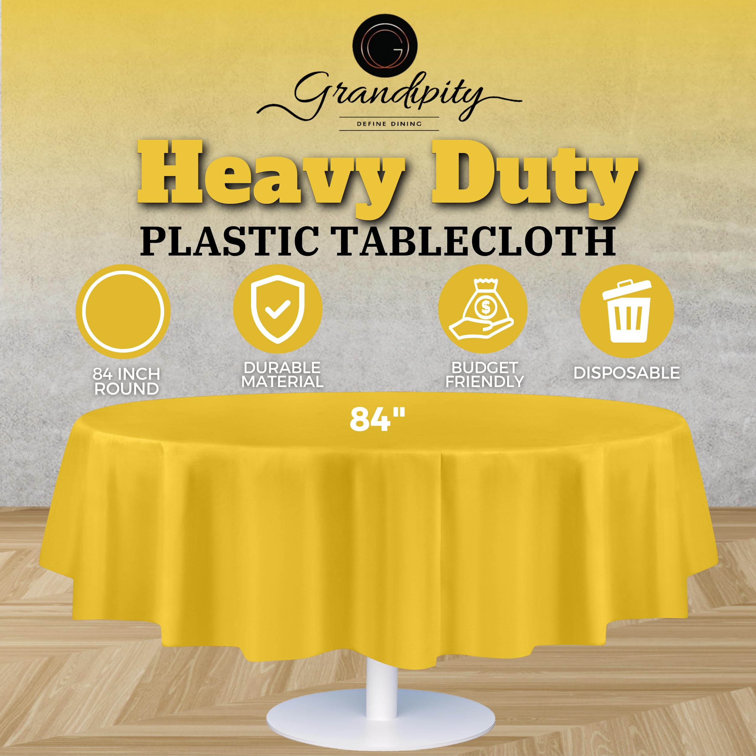 Foto 2 | Mantel Desechable De Plástico Grandipity, 84 Pulgadas, Amarillo, 12 Unidades - Venta Internacional.