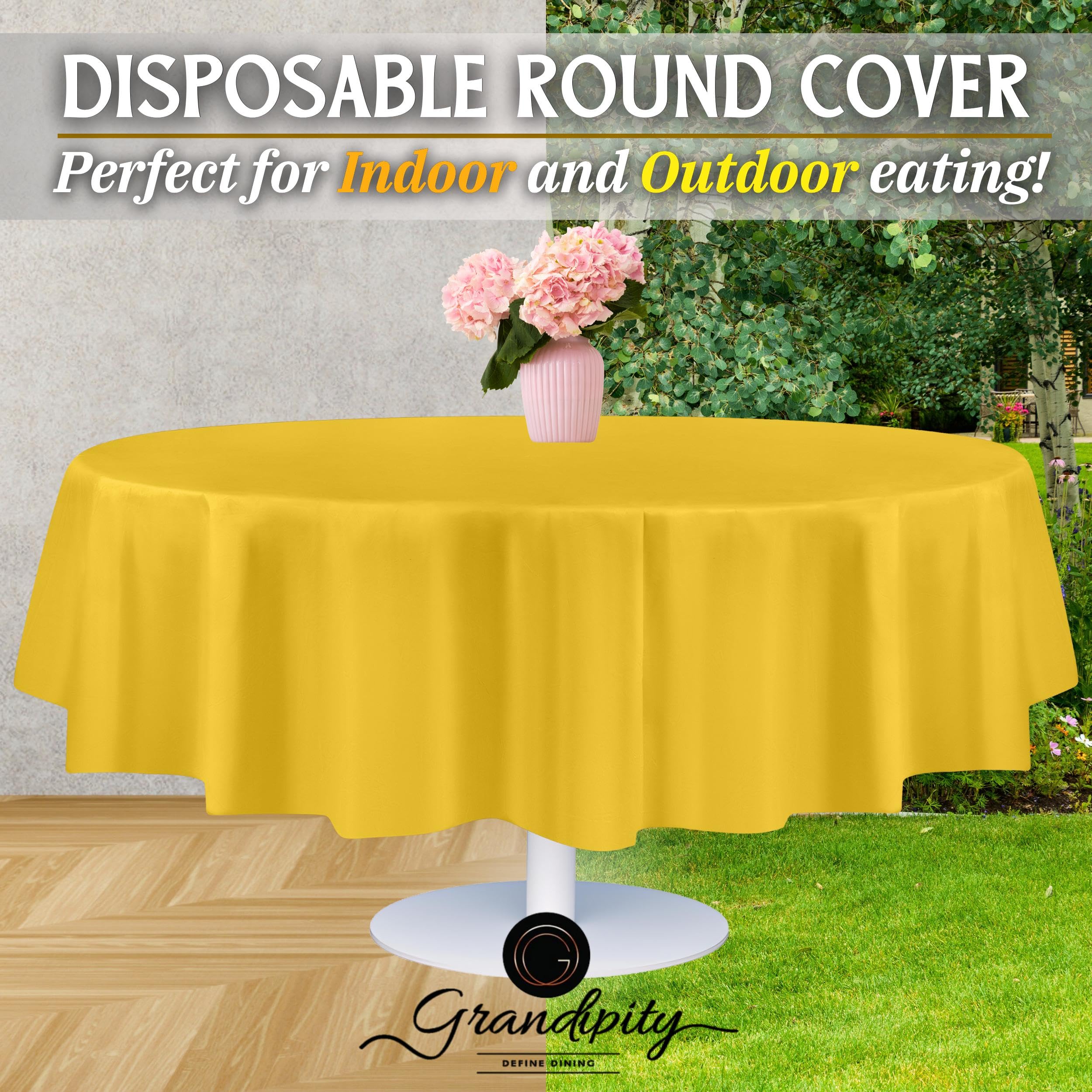 Foto 5 | Mantel Desechable De Plástico Grandipity, 84 Pulgadas, Amarillo, 12 Unidades - Venta Internacional.
