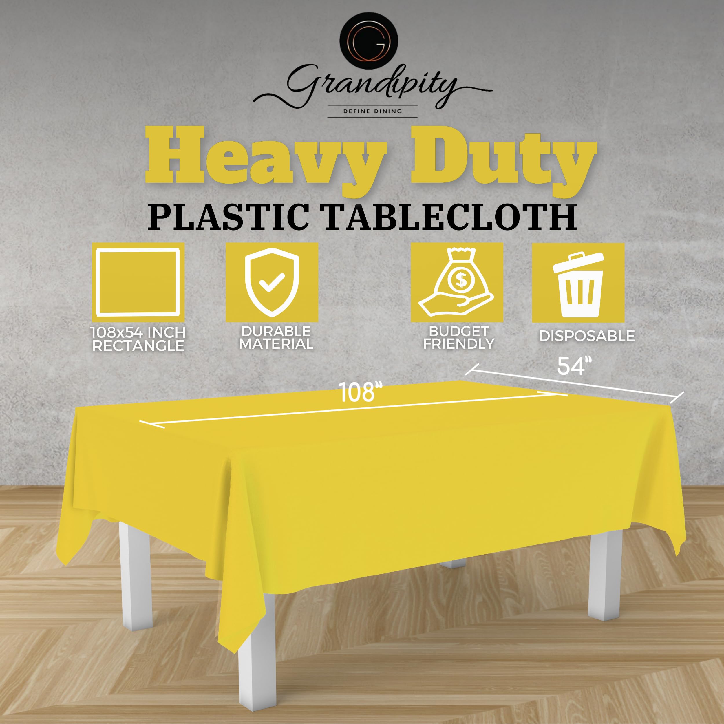 Foto 2 | Mantel Desechable De Plástico Grandipity, 12 Unidades, Color Amarillo - Venta Internacional.