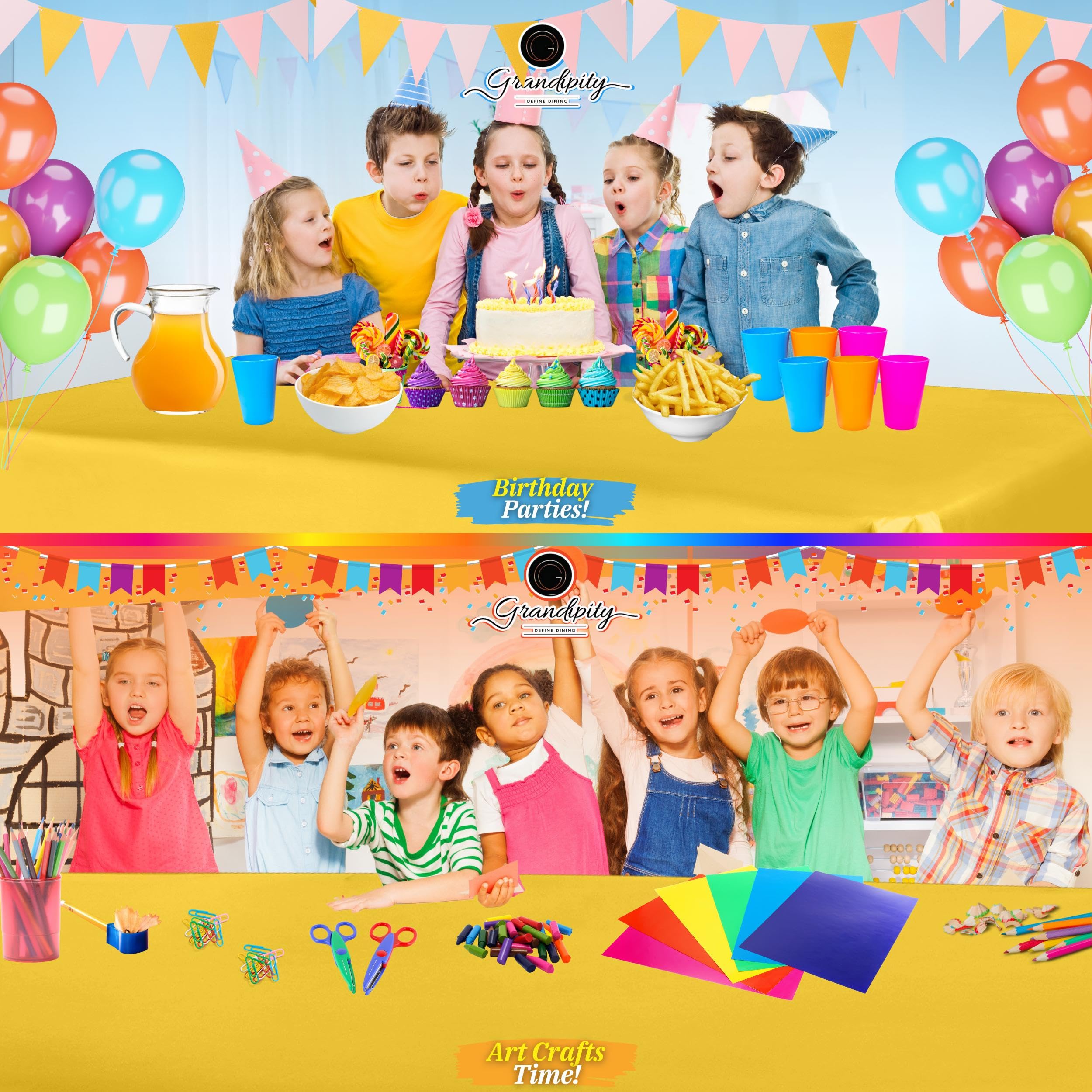 Foto 4 | Mantel Desechable De Plástico Grandipity, 12 Unidades, Color Amarillo - Venta Internacional.