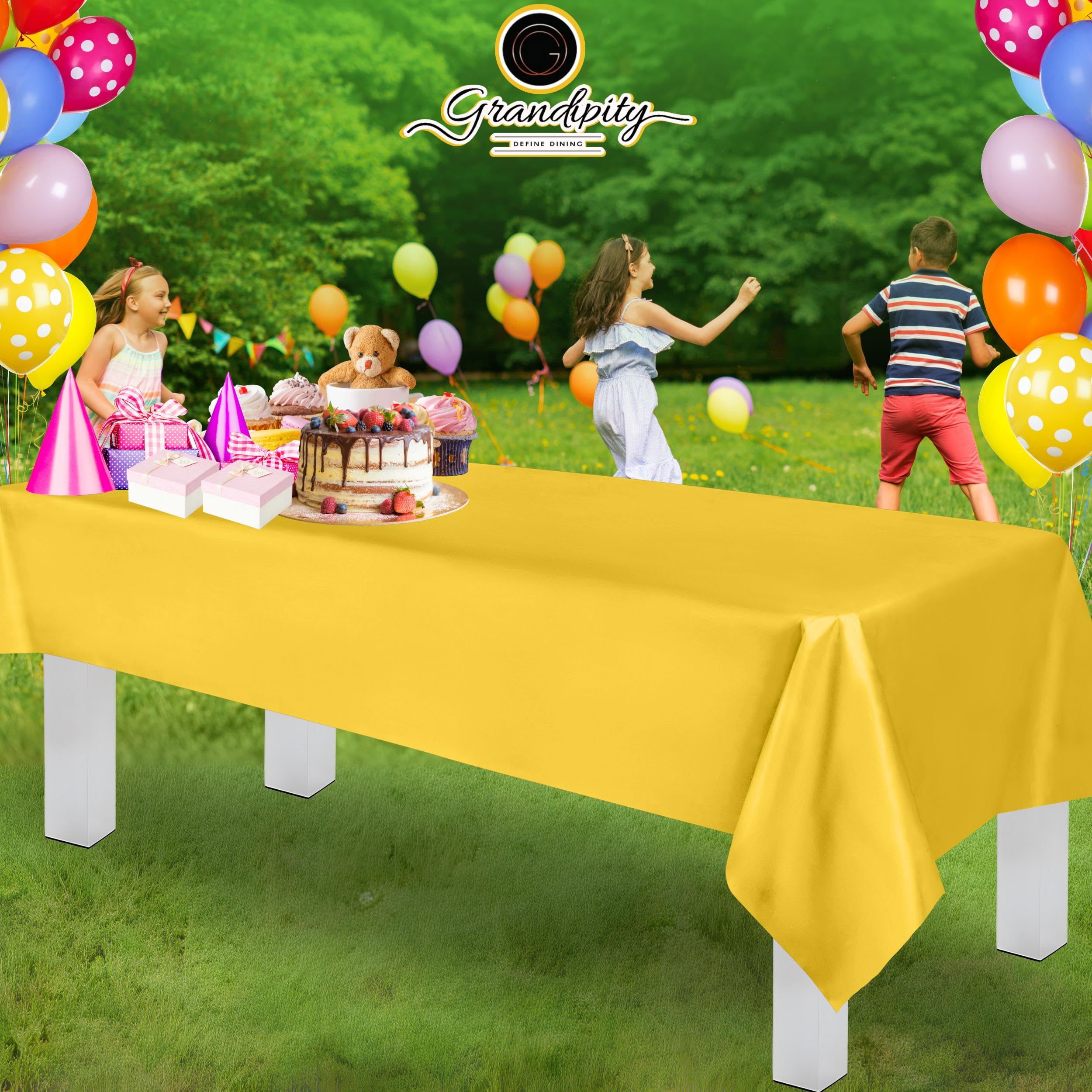 Foto 7 pulgar | Mantel Desechable De Plástico Grandipity, 12 Unidades, Color Amarillo - Venta Internacional.