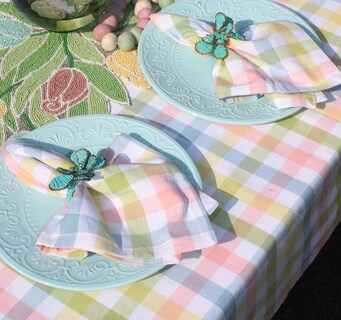 Foto 2 | Mantel Cotton Craft Countryside Gingham 152 Cm X 305 Cm, Color Amarillo - Venta Internacional.
