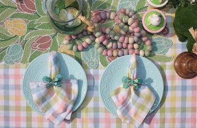Foto 4 | Mantel Cotton Craft Countryside Gingham 152 Cm X 259 Cm, Color Amarillo - Venta Internacional.