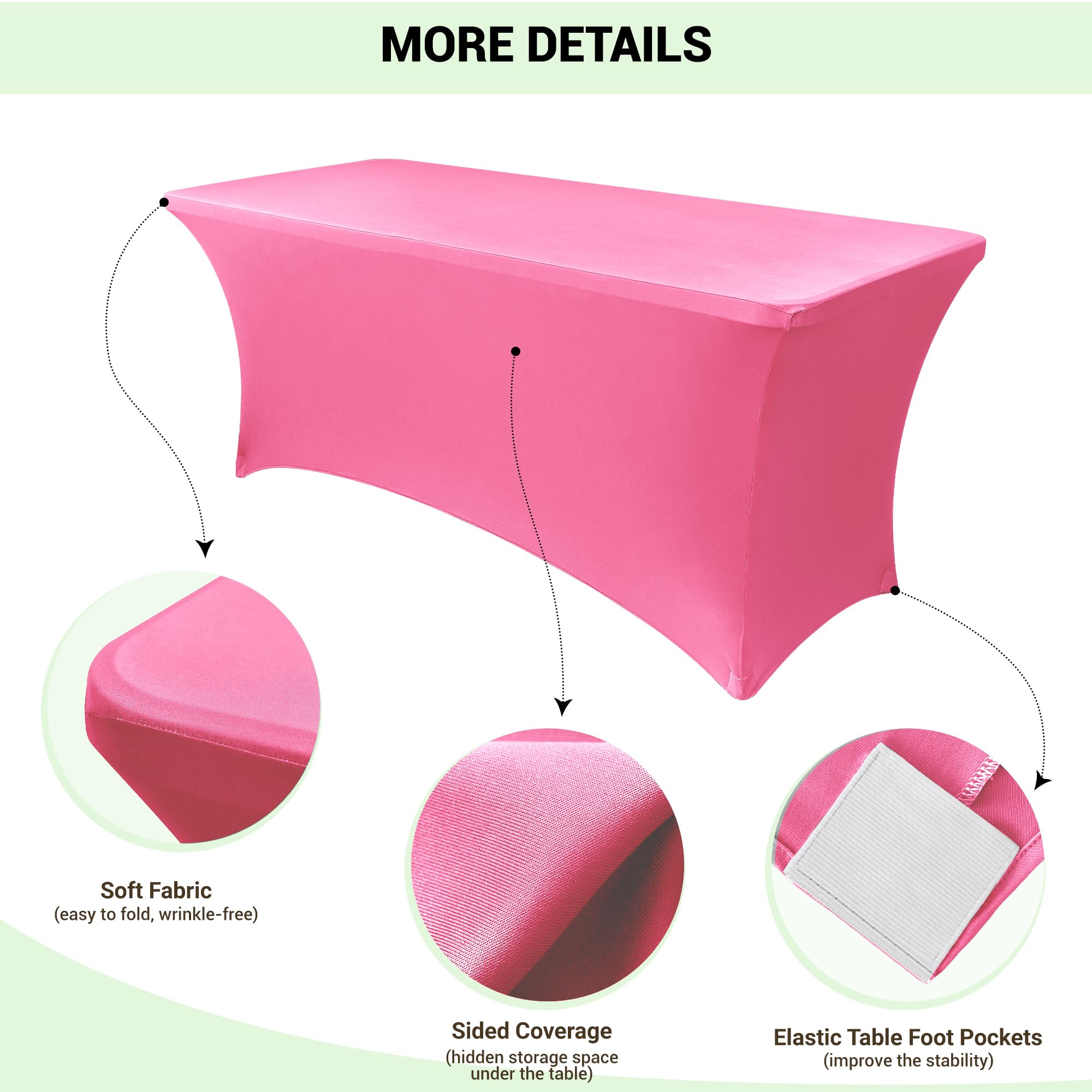 Foto 4 pulgar | Mantel Obstal Stretch Spandex De 6 Pies, Rosa Oscuro, 2 Unidades - Venta Internacional.