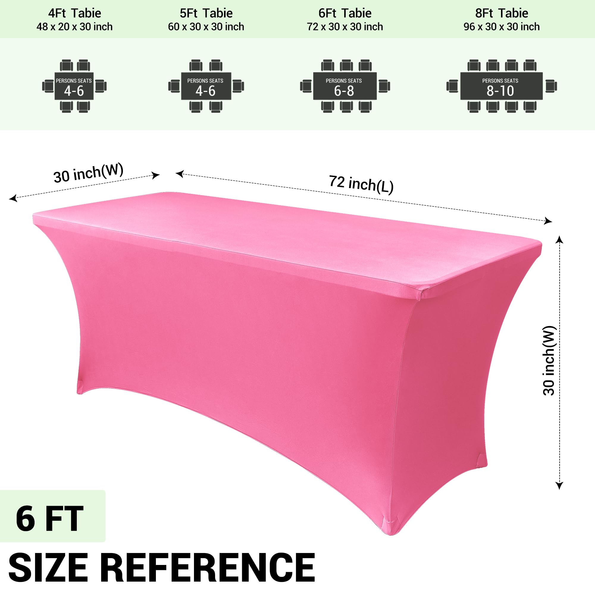 Foto 5 pulgar | Mantel Obstal Stretch Spandex De 6 Pies, Rosa Oscuro, 2 Unidades - Venta Internacional.