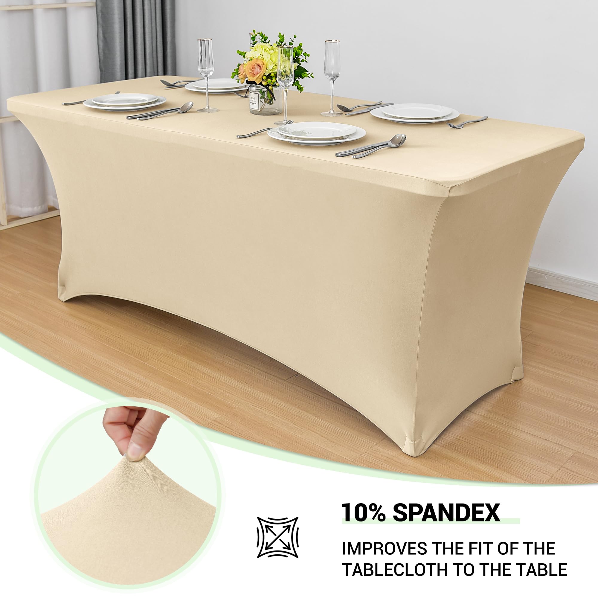 Foto 2 | Mantel Obstal Stretch Spandex De 6 Pies, Color Champán, Paquete De 2 - Venta Internacional.