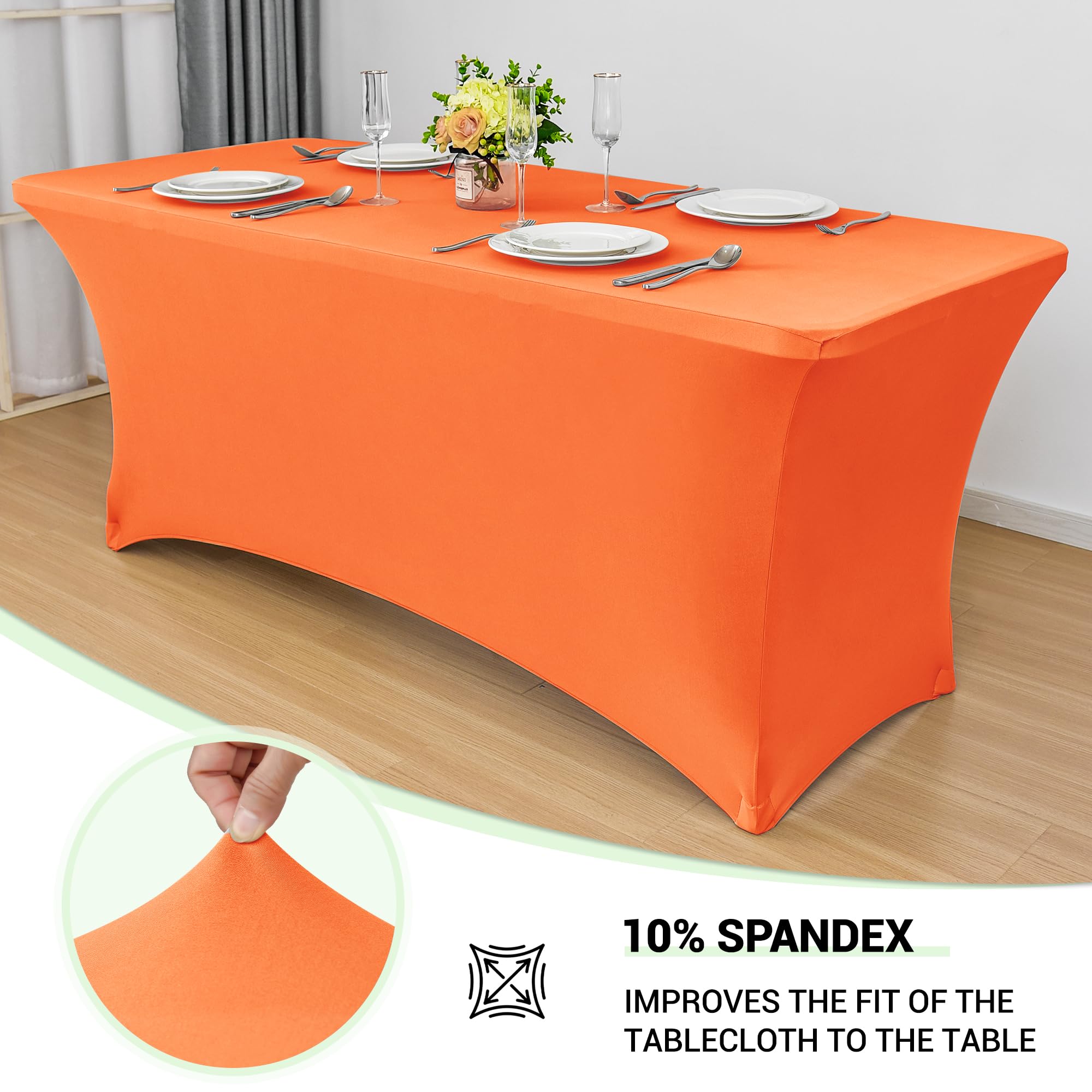 Foto 2 | Mantel Obstal Stretch Spandex De 6 Pies, Color Naranja (2 Unidades) - Venta Internacional.