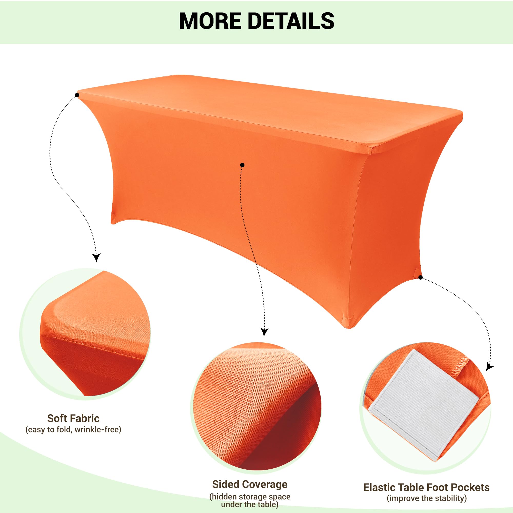 Foto 3 | Mantel Obstal Stretch Spandex De 6 Pies, Color Naranja (2 Unidades) - Venta Internacional.