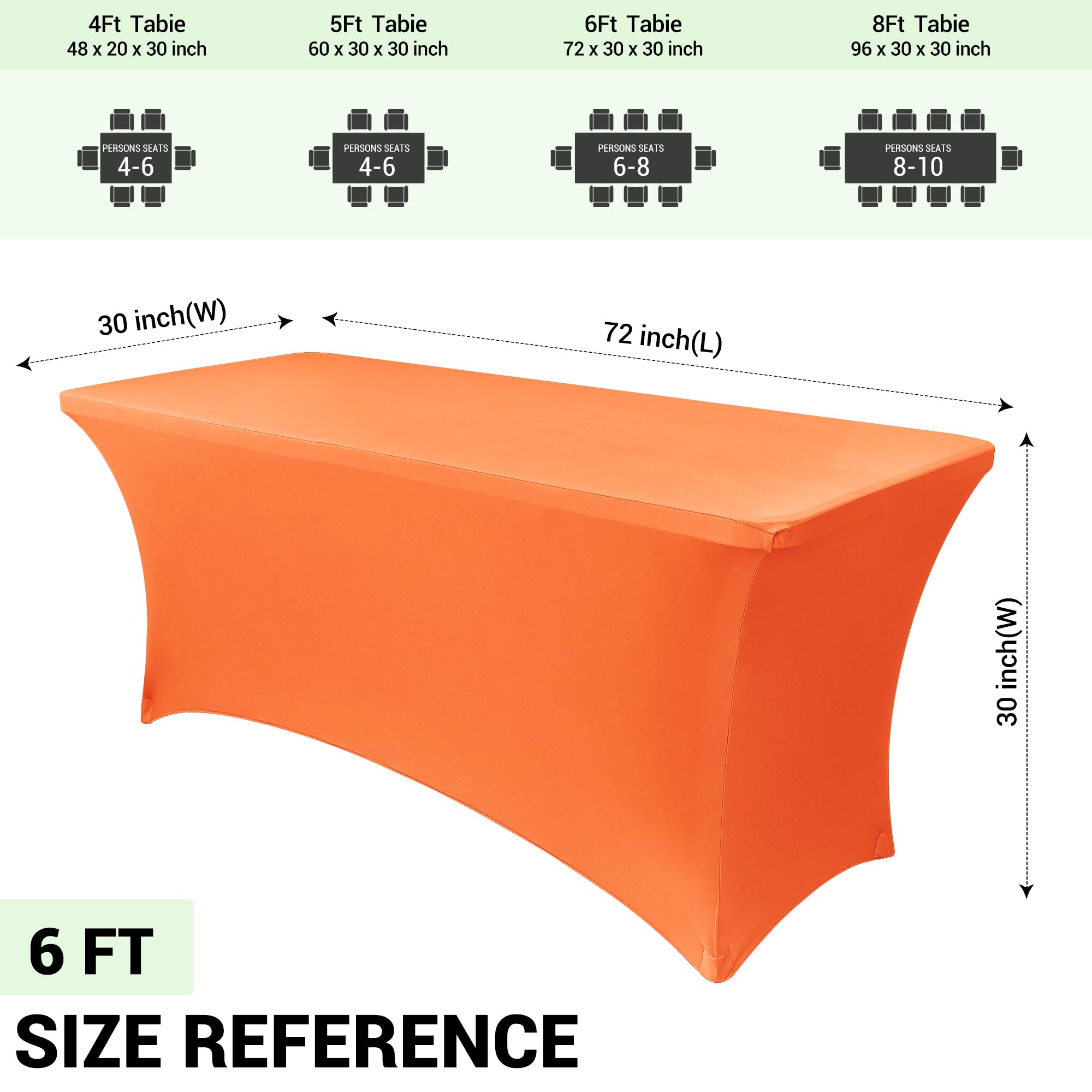 Foto 4 | Mantel Obstal Stretch Spandex De 6 Pies, Color Naranja (2 Unidades) - Venta Internacional.
