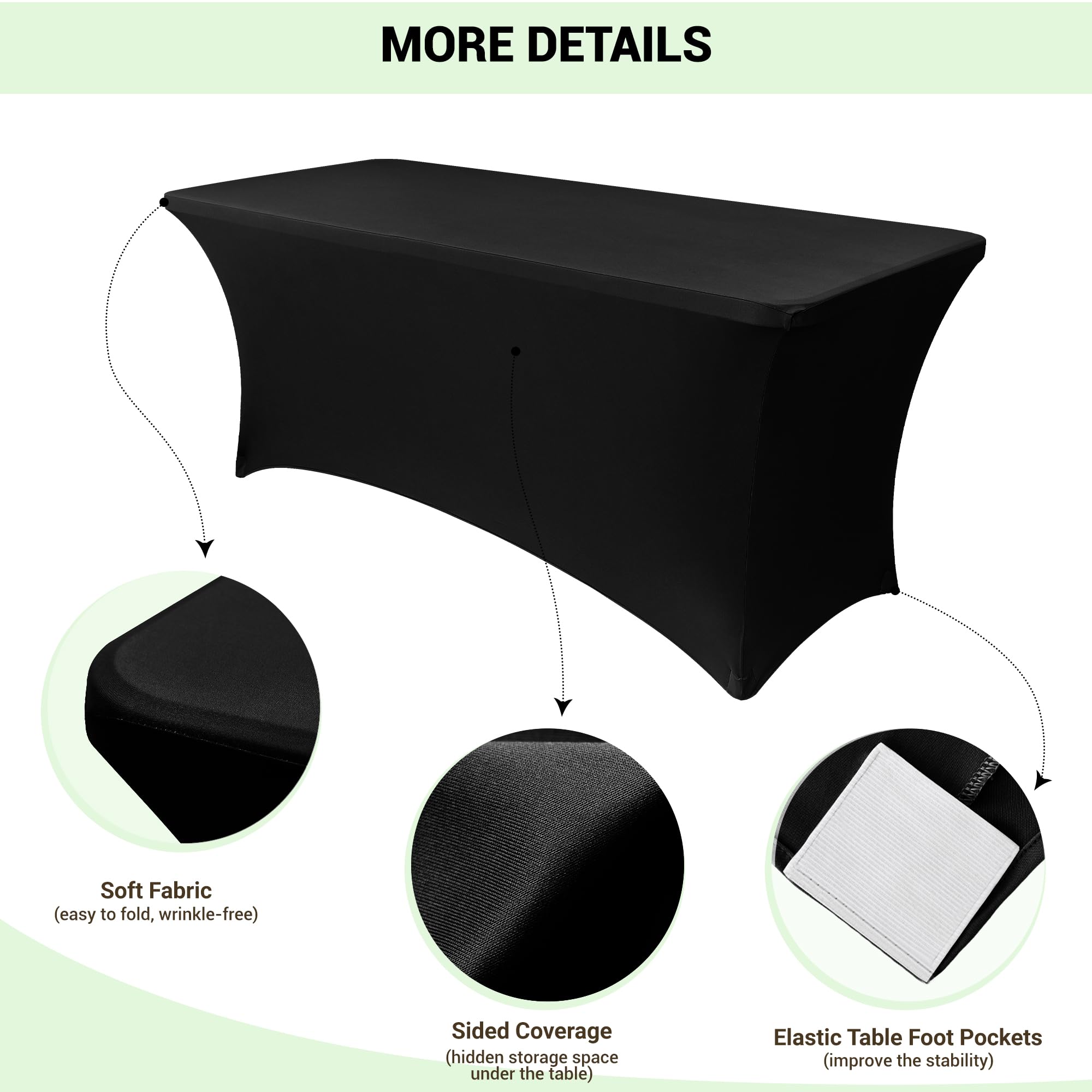 Foto 4 pulgar | Mantel Obstal Spandex Ajustado De 6 Pies, Rectangular, Negro - Venta Internacional.