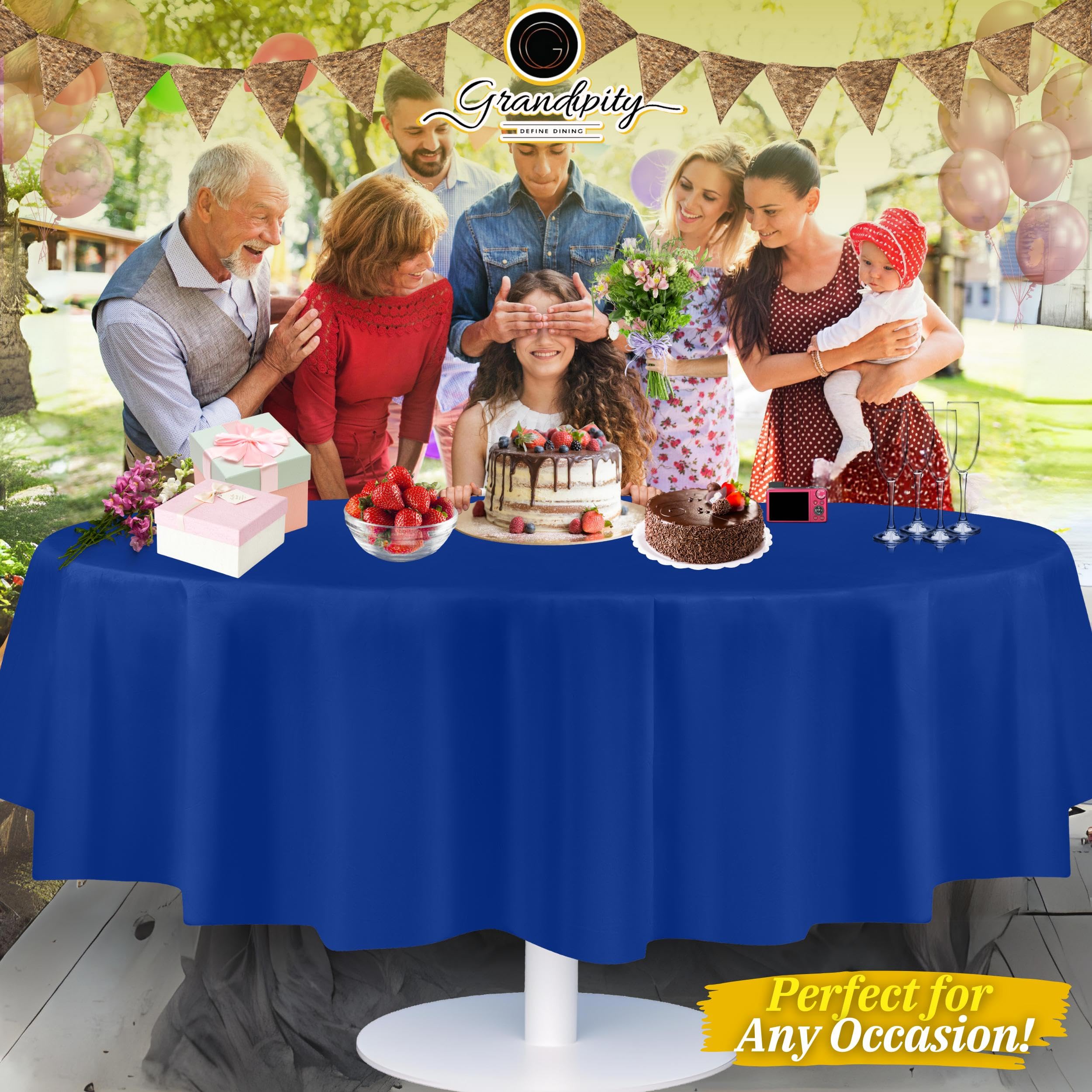 Foto 6 | Mantel Desechable De Plástico Grandipity, 84 Pulgadas, Azul, 12 Unidades - Venta Internacional.